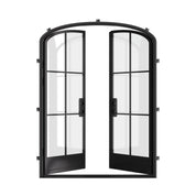Air 7 double mini arch steel front doors, modern residential entry door with mini arch tops