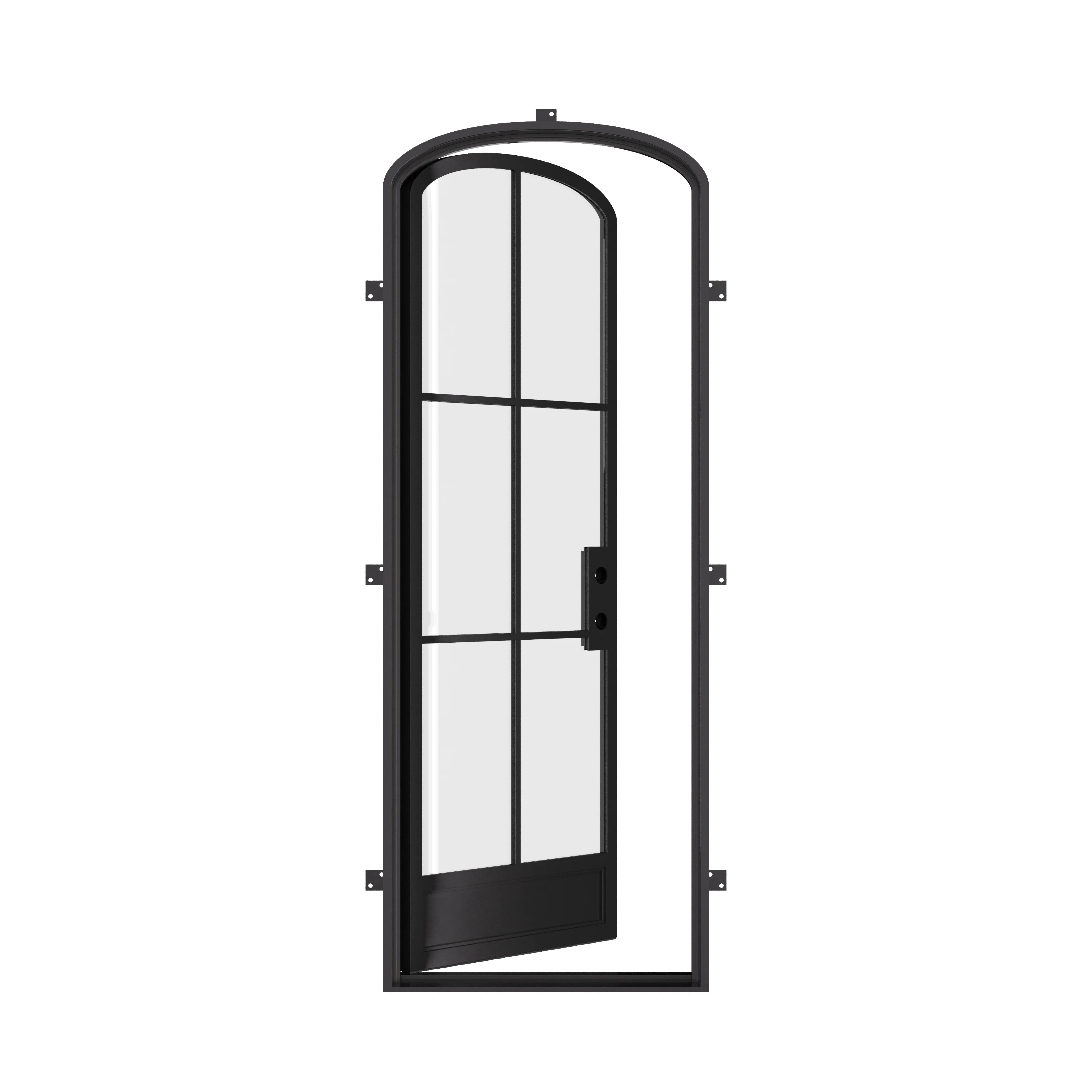 Air 7 single mini arch steel front door, modern architectural exterior door with mini arch