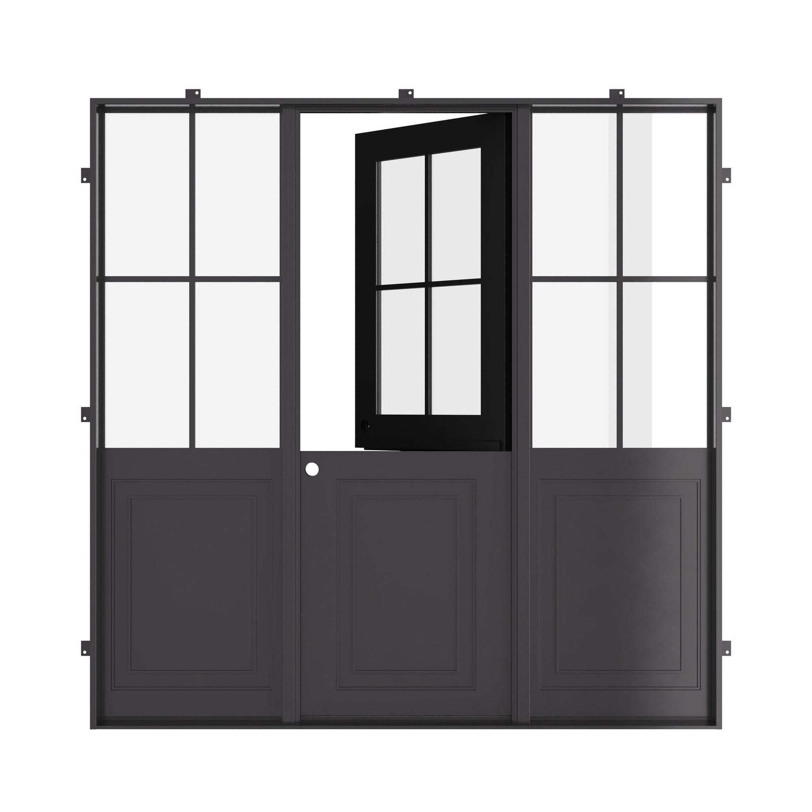 Air Getty Dutch single flat architectural steel Dutch entry door with side windows