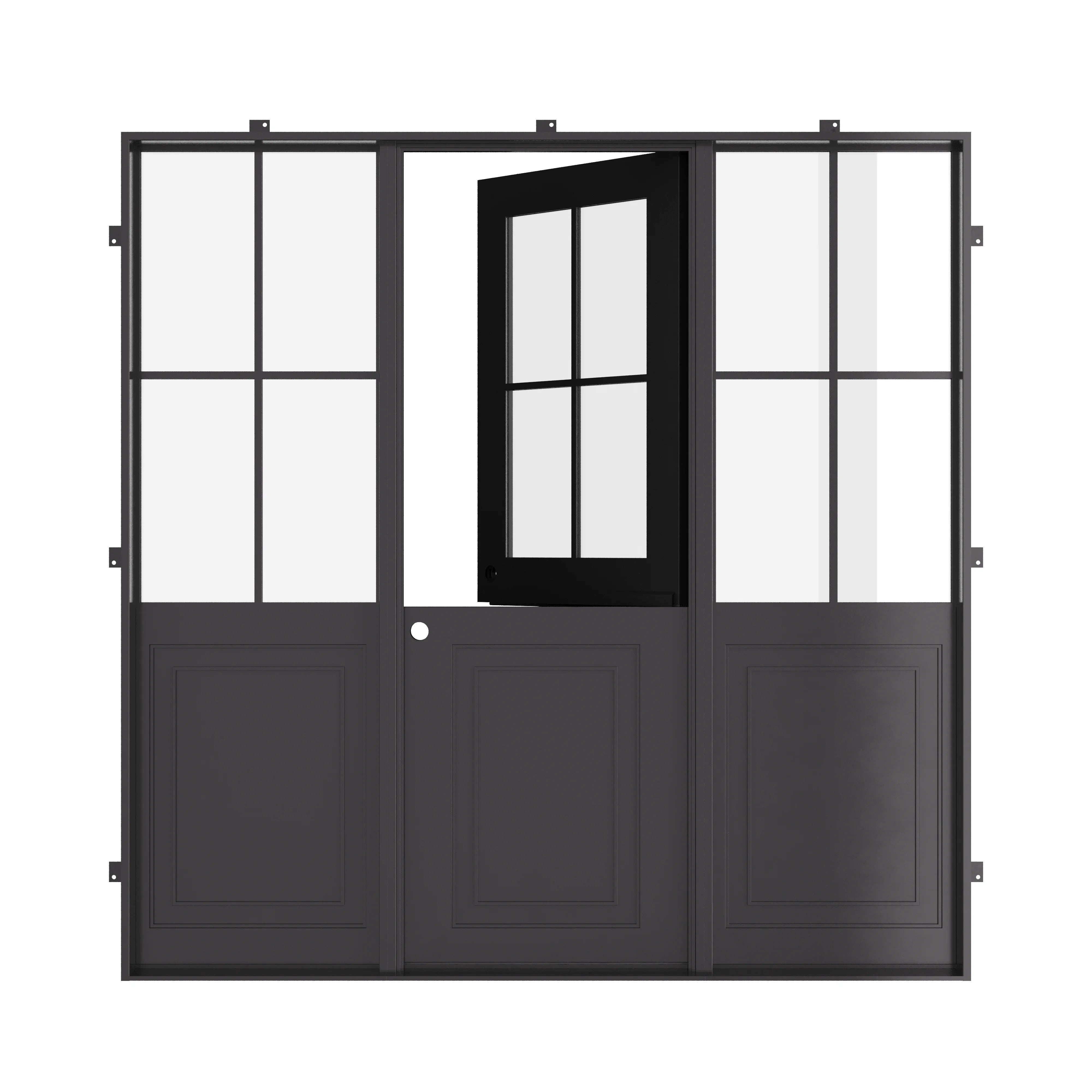 Air Getty Dutch single flat architectural steel Dutch entry door with side windows