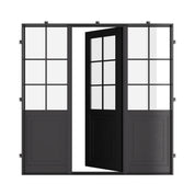 Air Getty single flat architectural steel front door with side windows and slim steel frames