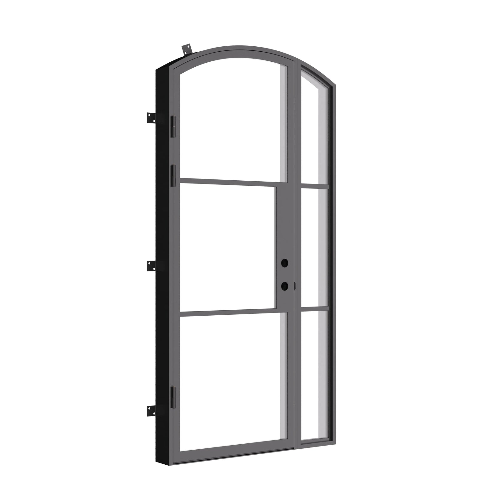 contemporary arched door with right window and thermal barrier core