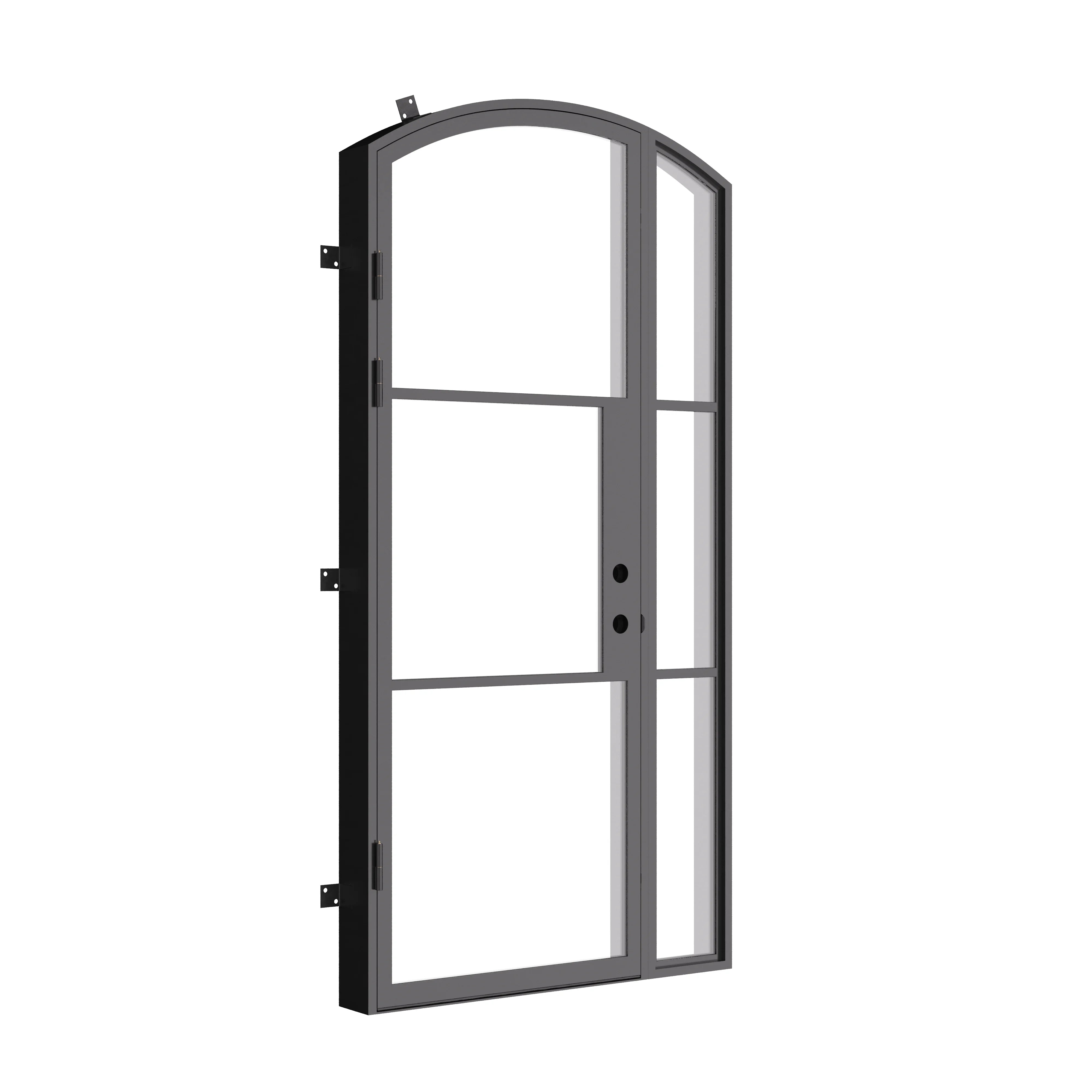 contemporary arched door with right window and thermal barrier core