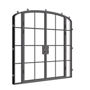 Contemporary double mini arch exterior steel door with glass panels