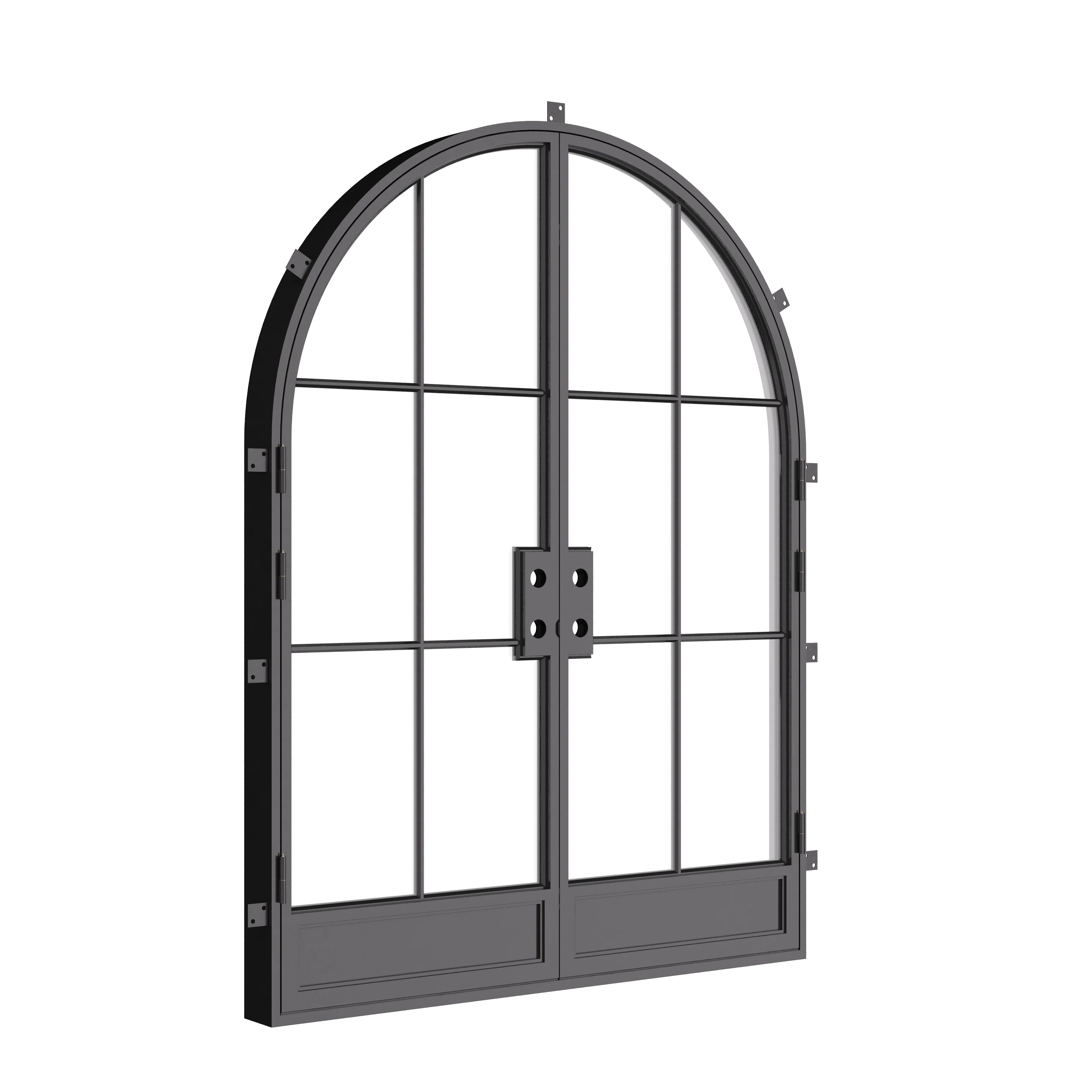 Air 7 double full arch steel front doors, luxury exterior entry with full arch design