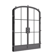 Air 7 double mini arch steel front doors, architectural exterior door with gentle arch detail
