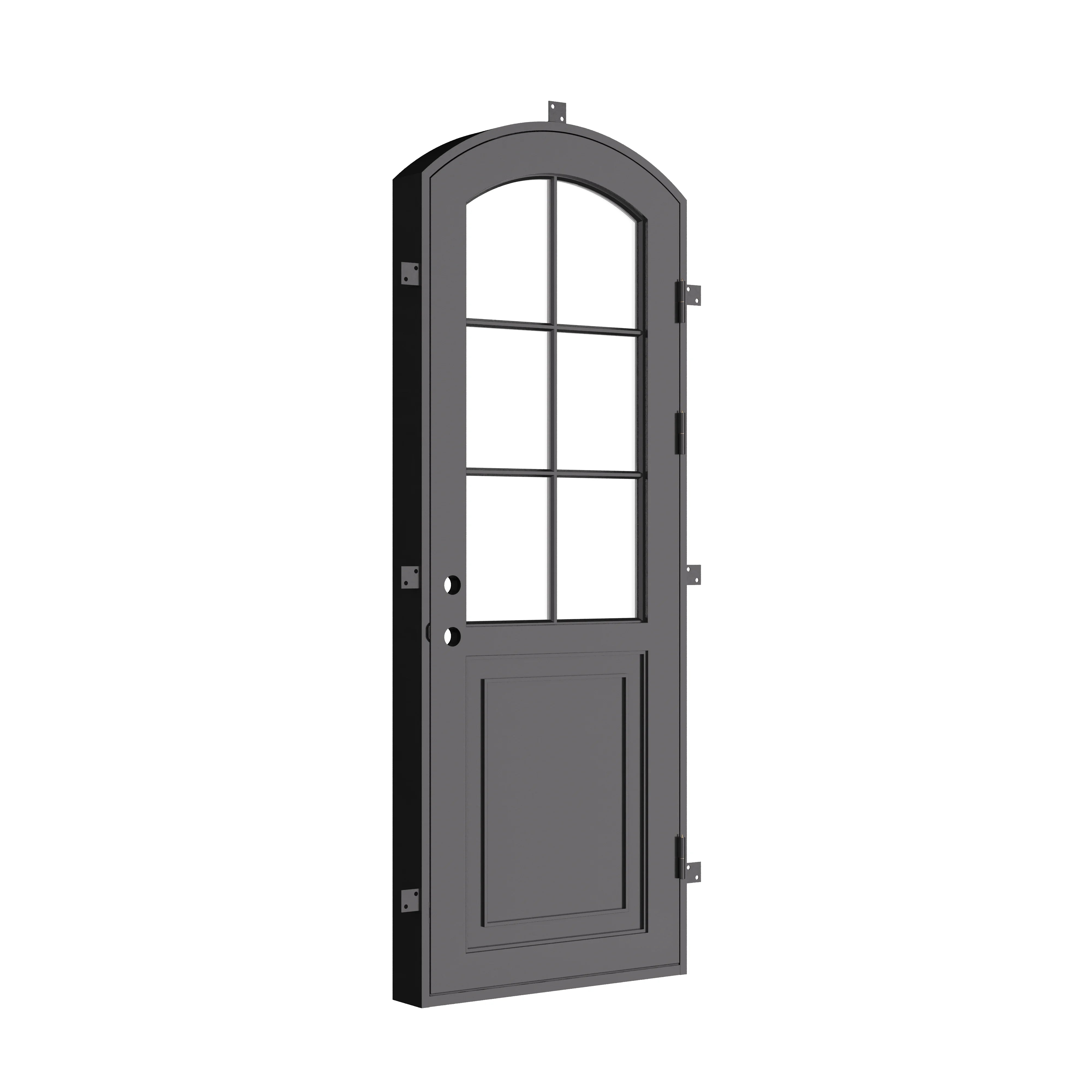 Air Getty single arch custom thermal break architectural steel entry door with curved design
