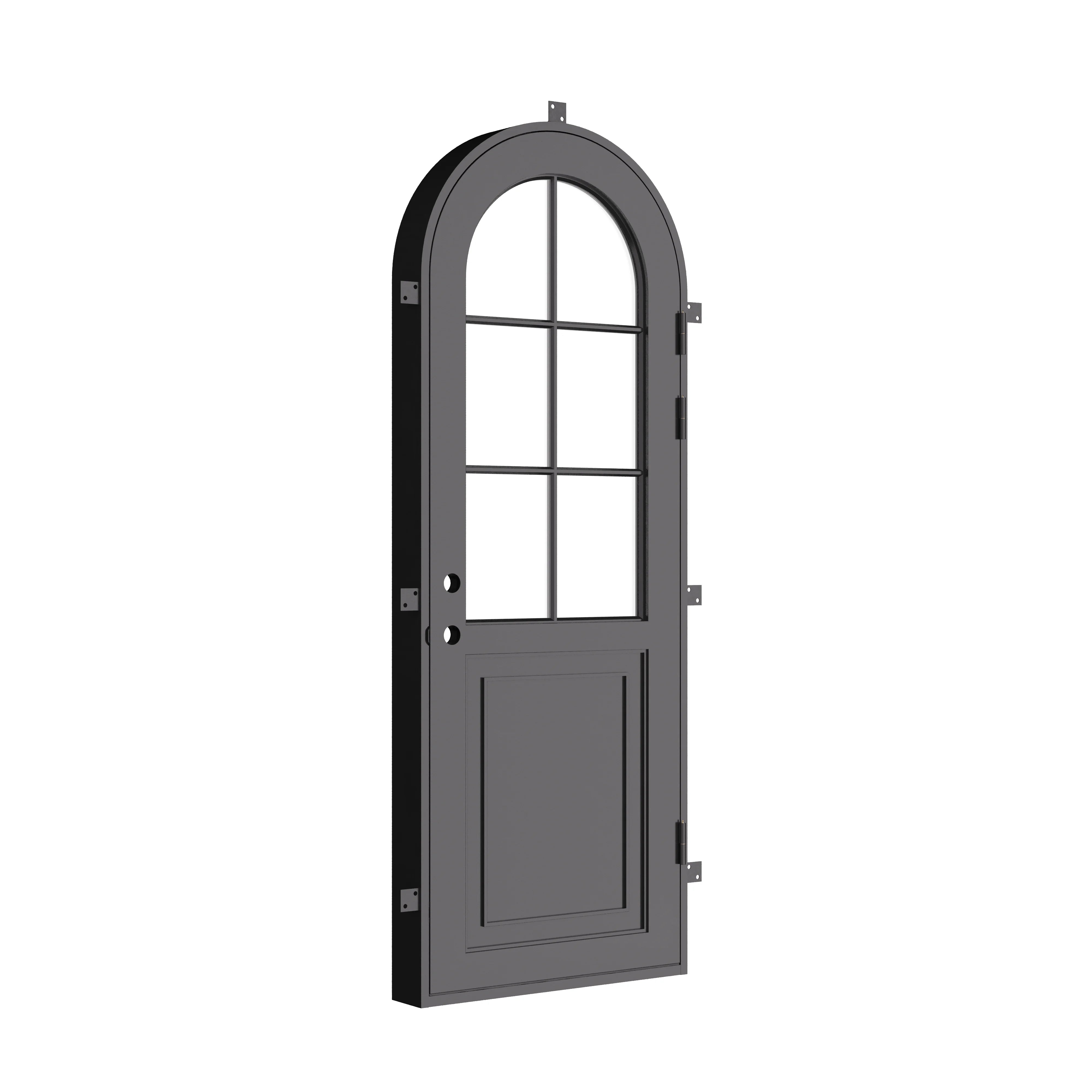 Air Getty single full arch thermal break steel entry door with insulated structural steel frame