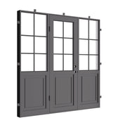 Air Getty single flat residential steel entry door with sidelights and classic styling