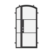 exterior arched steel door with right sidelight and energy-efficient frame