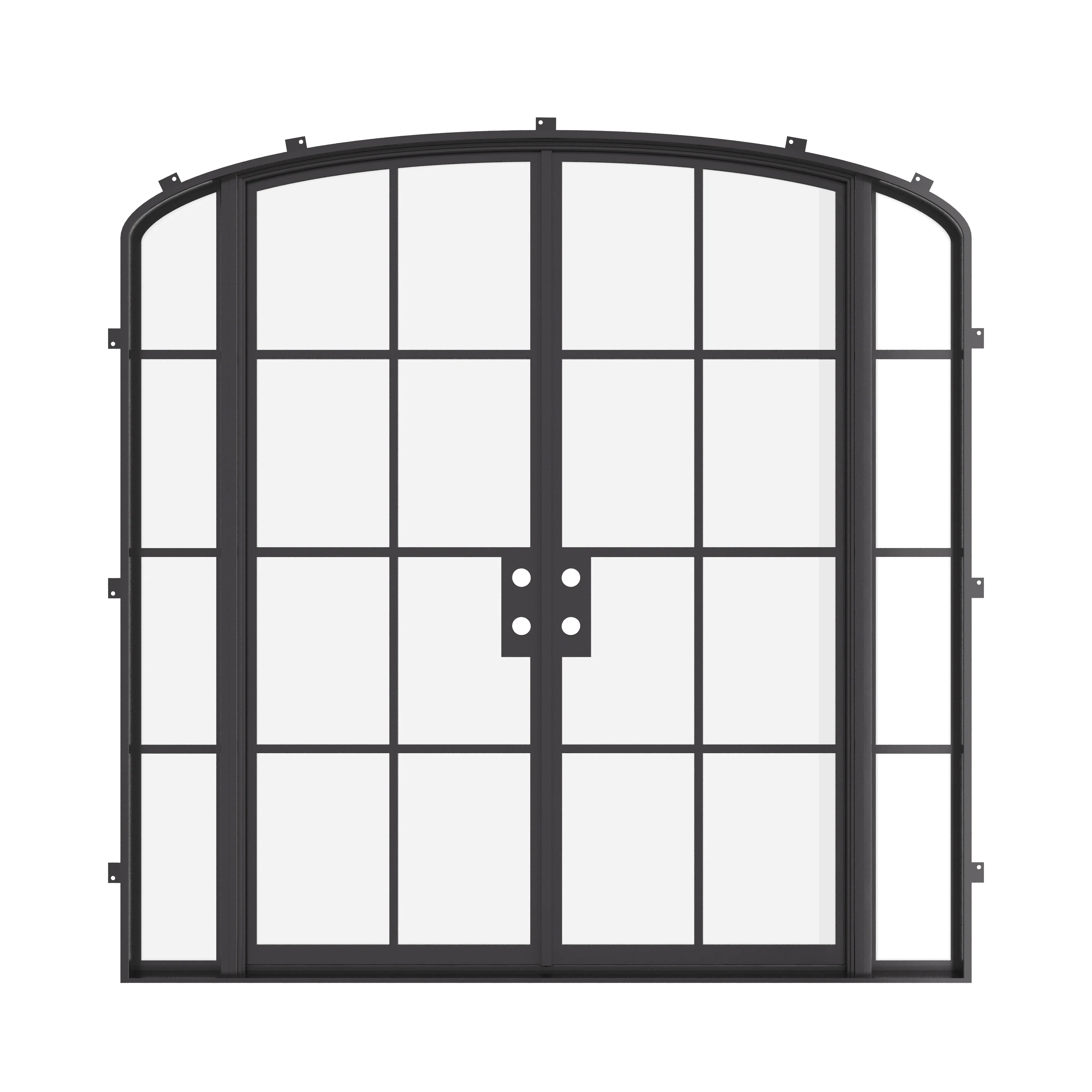 Premium double mini arch steel entry door with sidelights