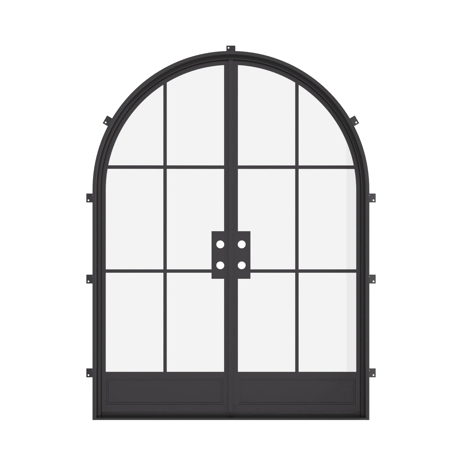Air 7 double full arch steel front doors, architectural arched double entry for residential home