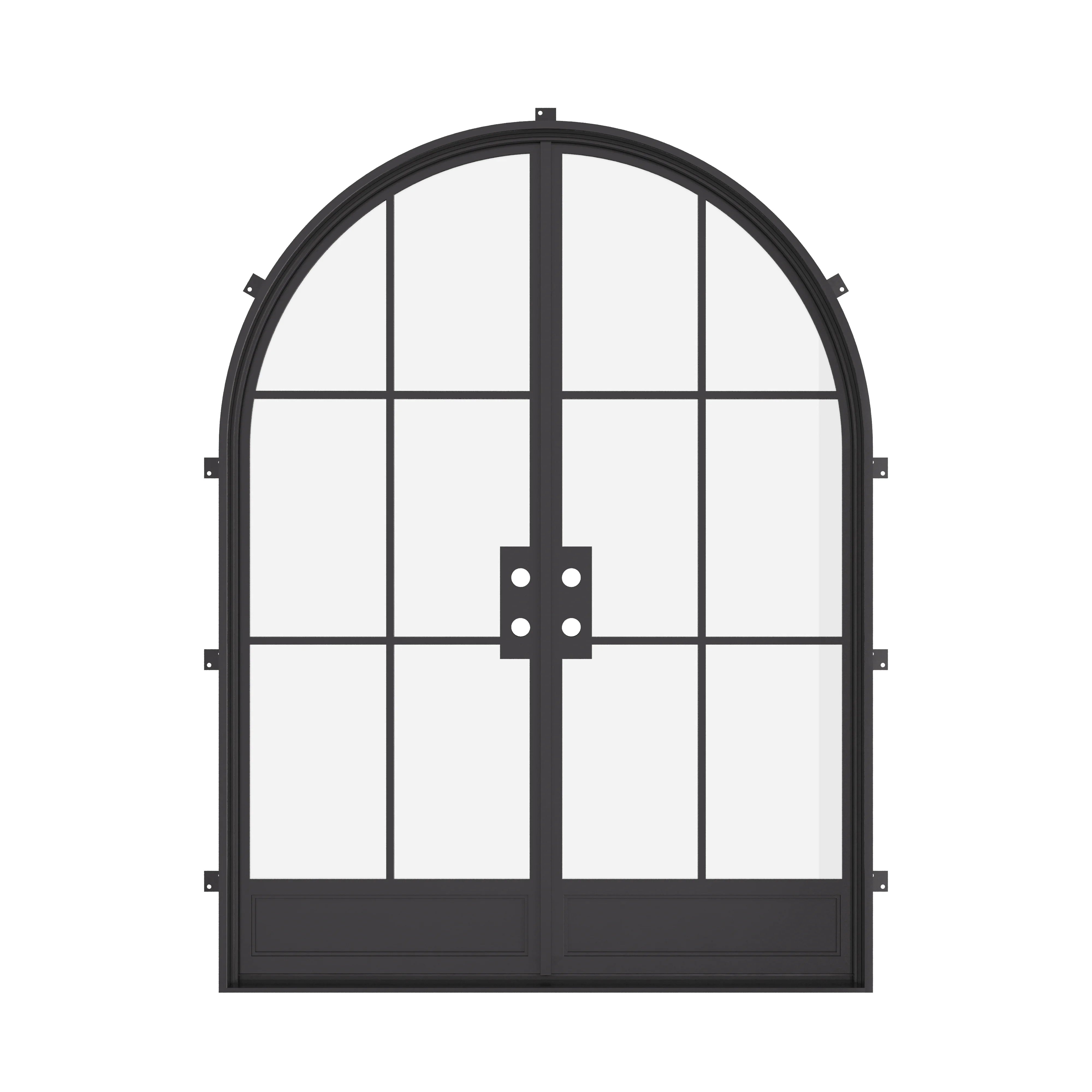 Air 7 thermal break double full arch steel front doors, architectural steel double entry with full arches