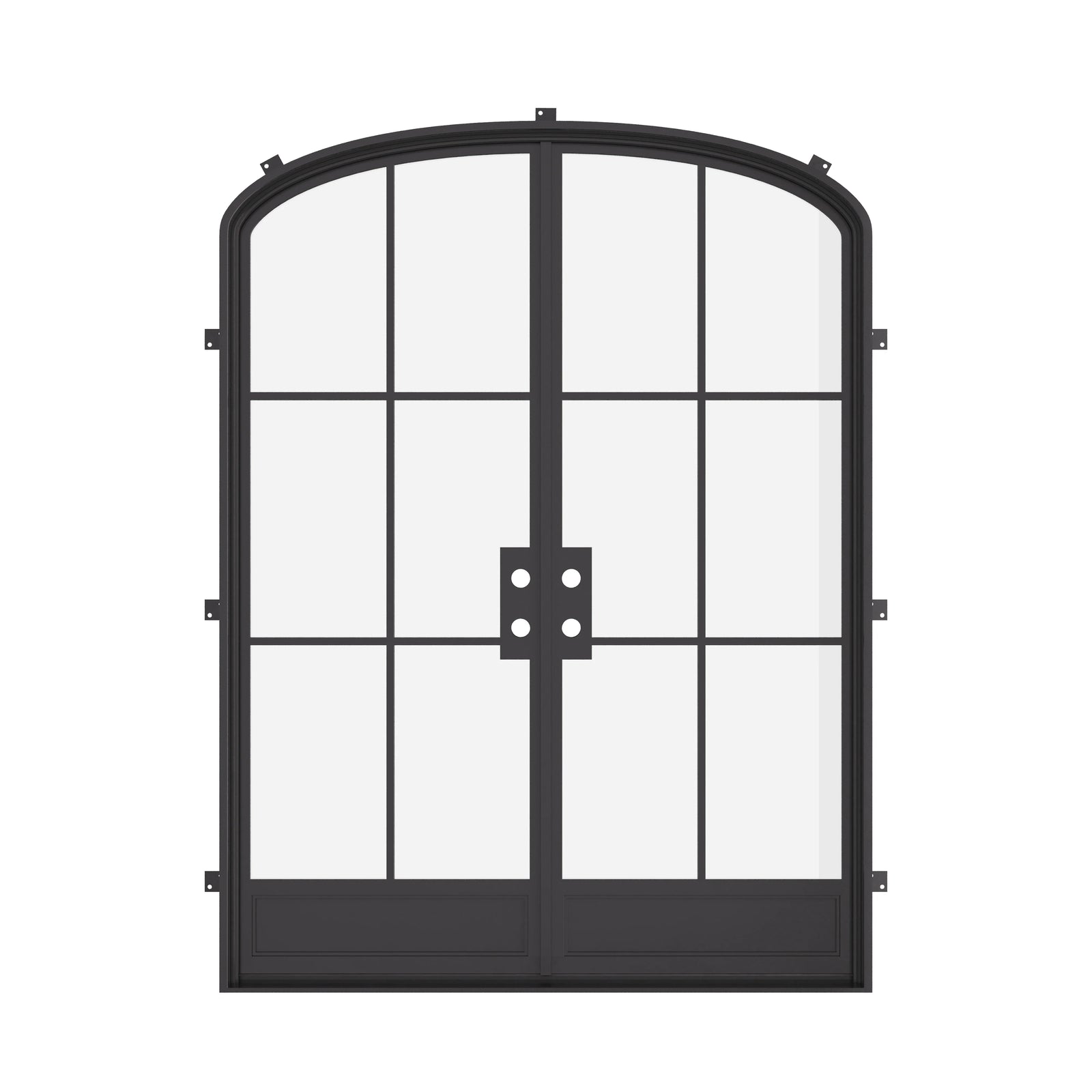 Air 7 double mini arch steel front doors, contemporary steel entry with low arch panel design