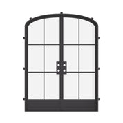 Air 7 double mini arch steel front doors, contemporary steel entry with low arch panel design