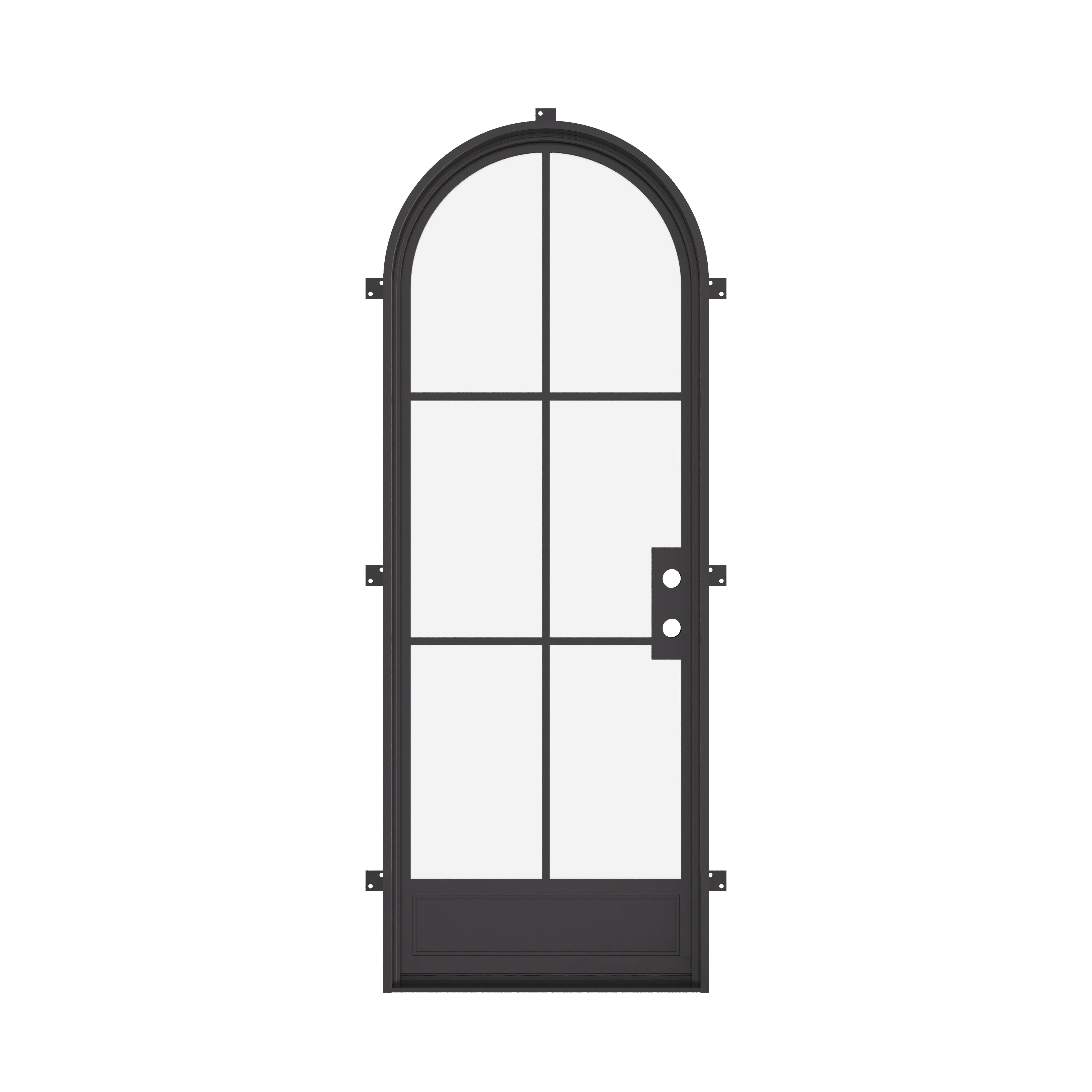 Air 7 single full arch steel front door, contemporary exterior steel door with arch