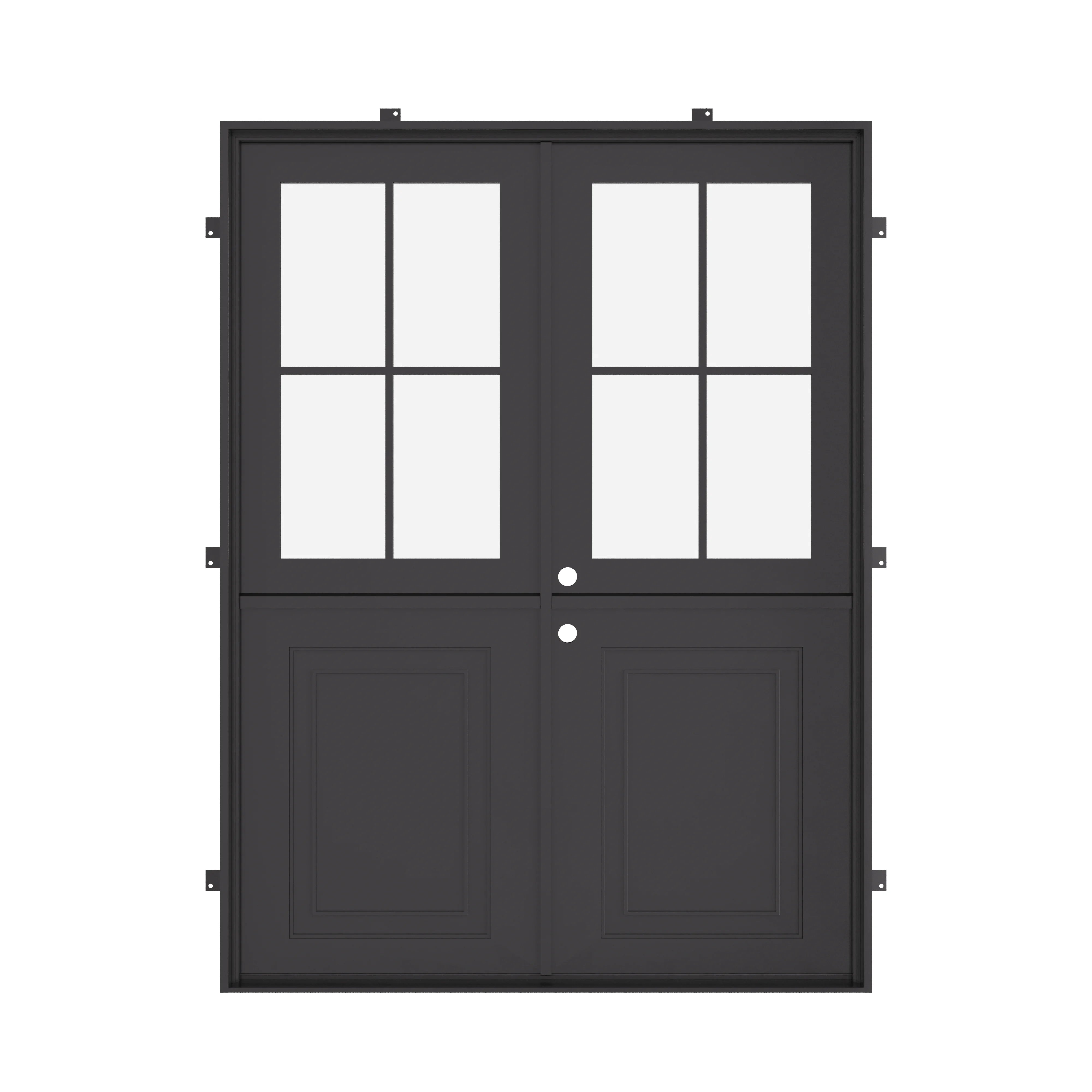 Air Getty Dutch double flat architectural steel entry doors with traditional split opening
