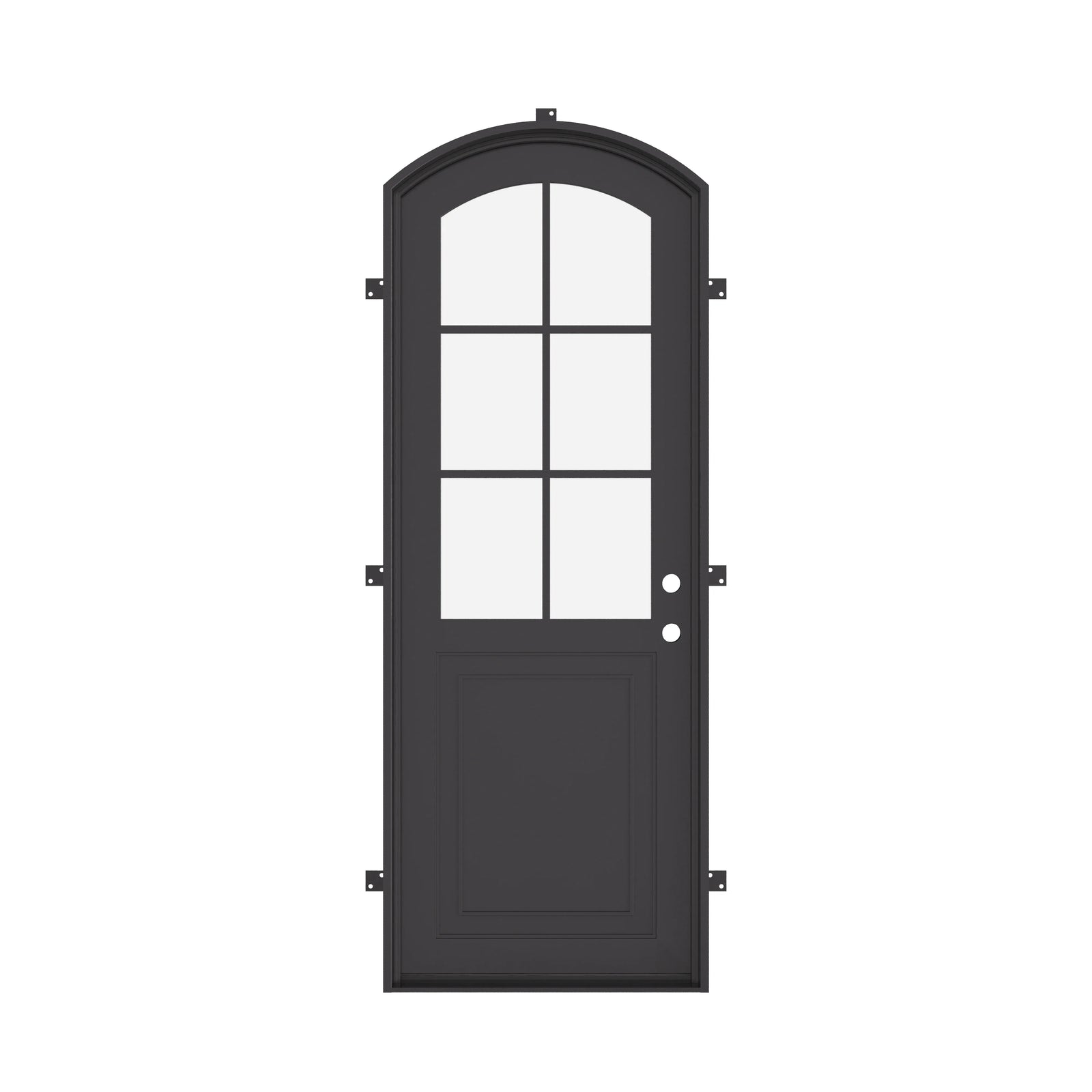 Air Getty single arch steel front door with classic European curved top architectural design