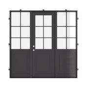 Air Getty single flat steel exterior front door with matching sidelights