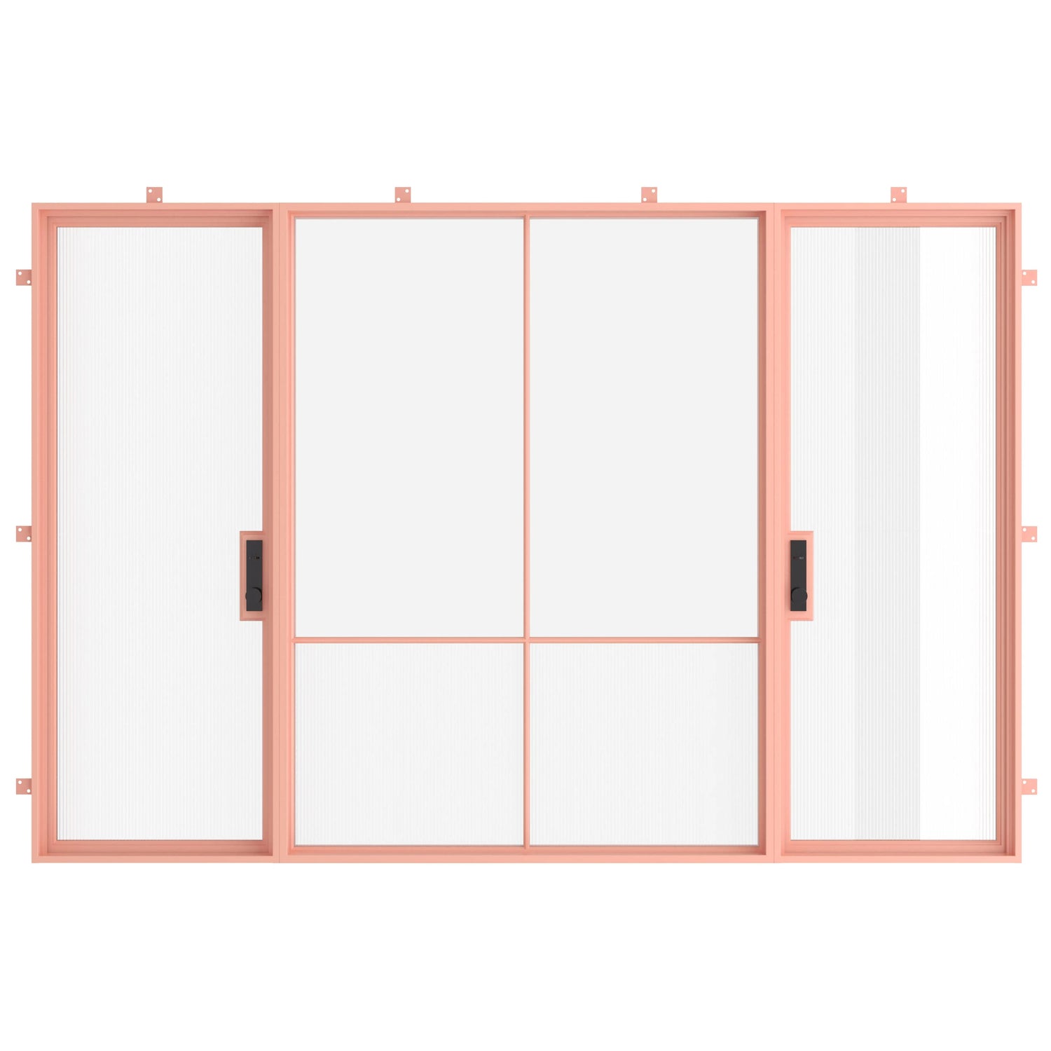 Air Grand - Dual Single with Middle Fixed Panel Flat | Standard Sizes - Staff Picks by Pinky’s Iron Doors — home doors, view 1