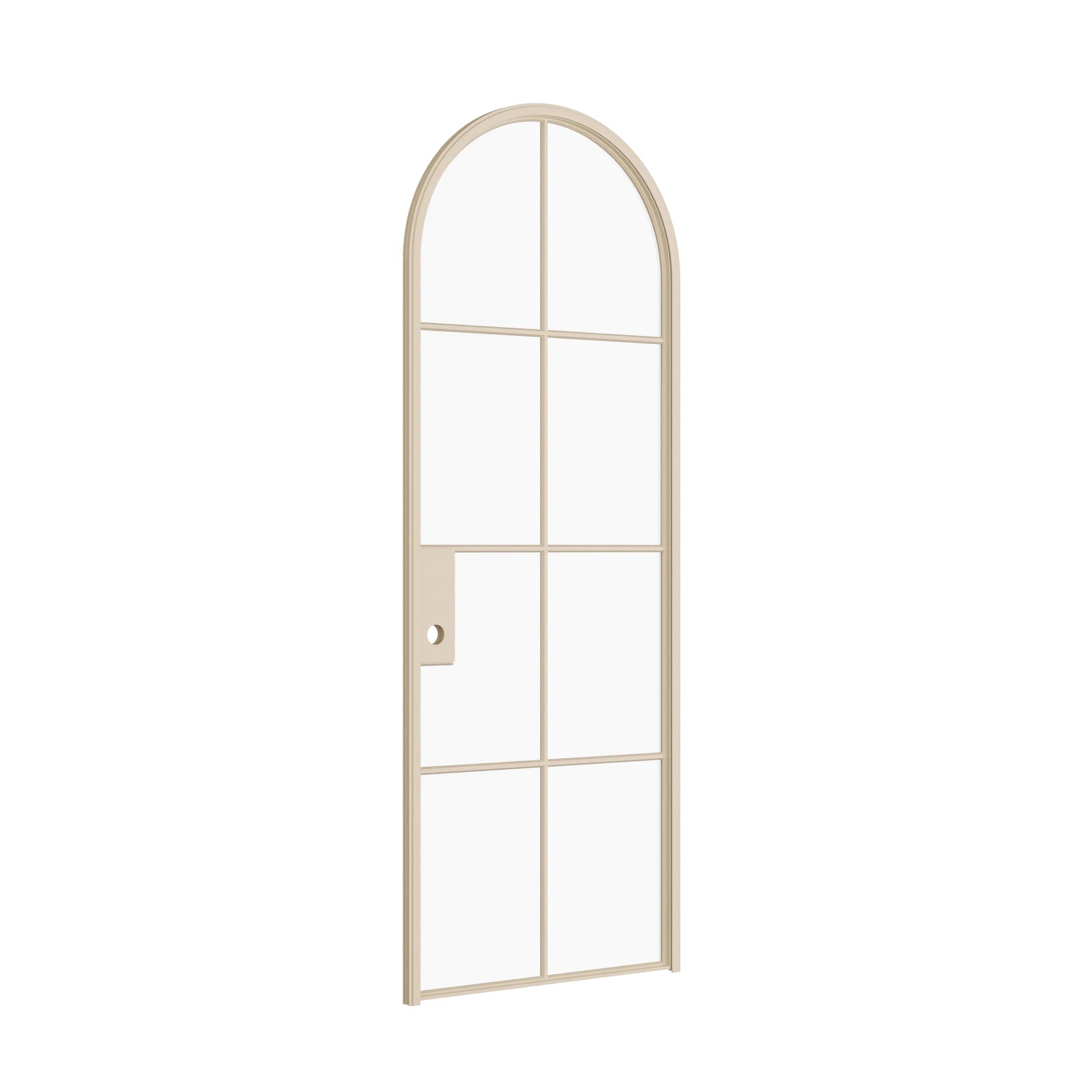 neutral colored full arch steel door