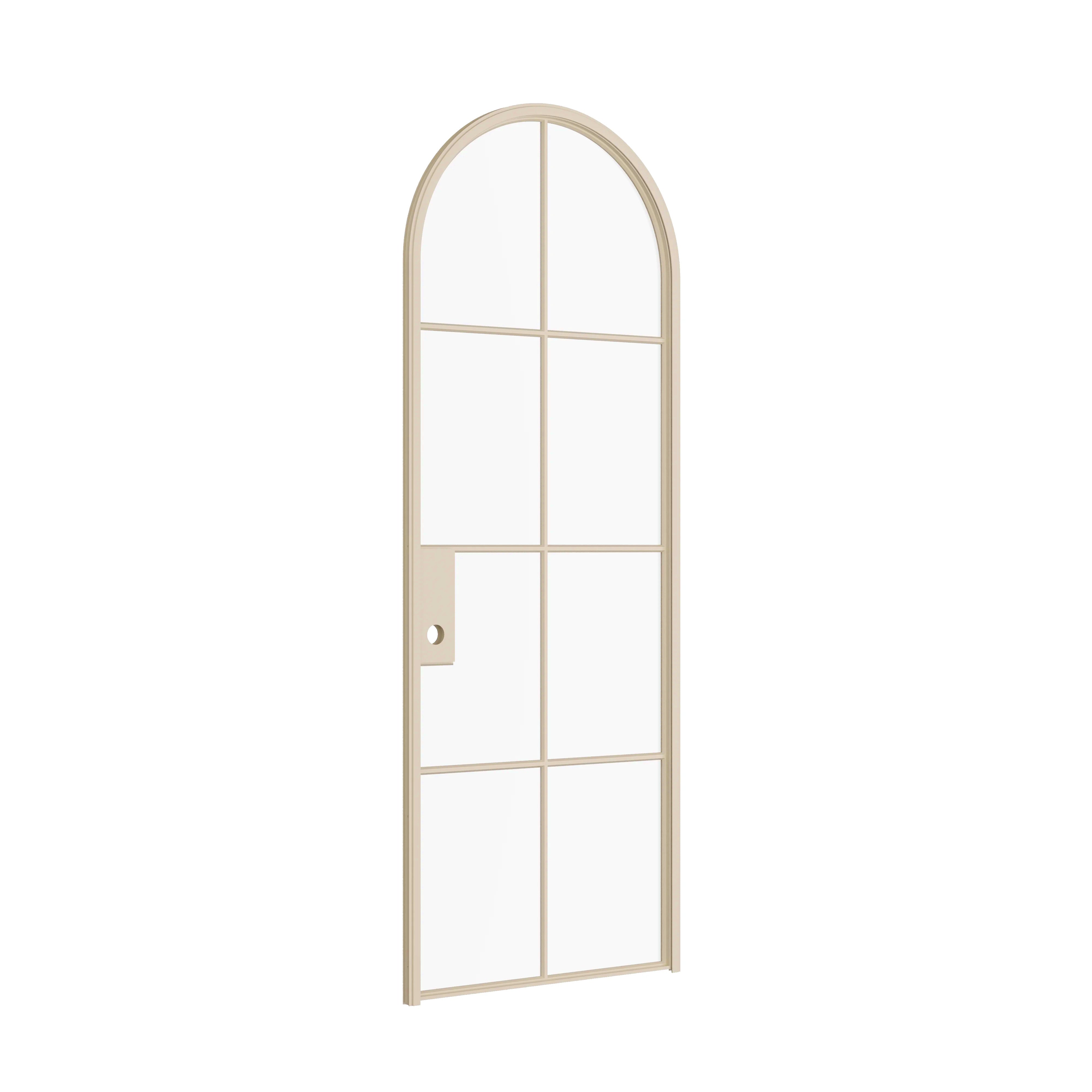 neutral colored full arch steel door