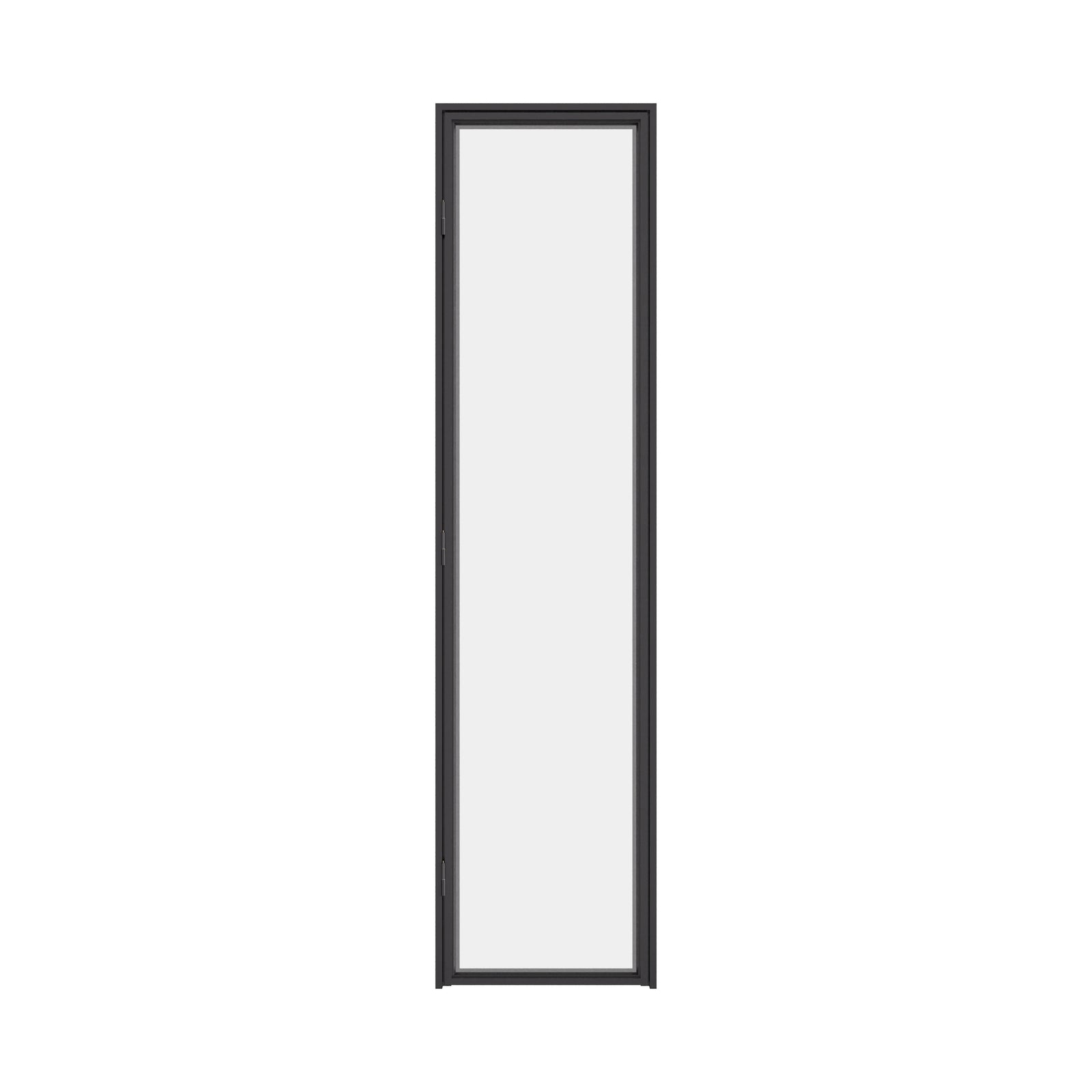 Minimal steel pantry door with large glass insert for modern kitchens