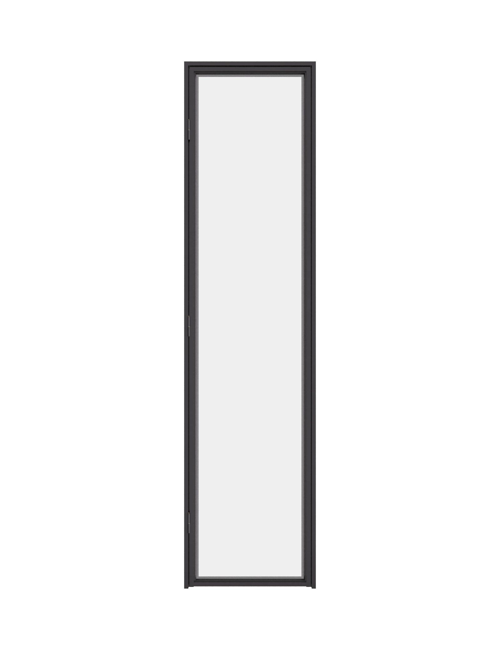 Minimal steel pantry door with large glass insert for modern kitchens