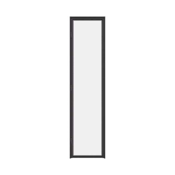 Minimal steel pantry door with large glass insert for modern kitchens