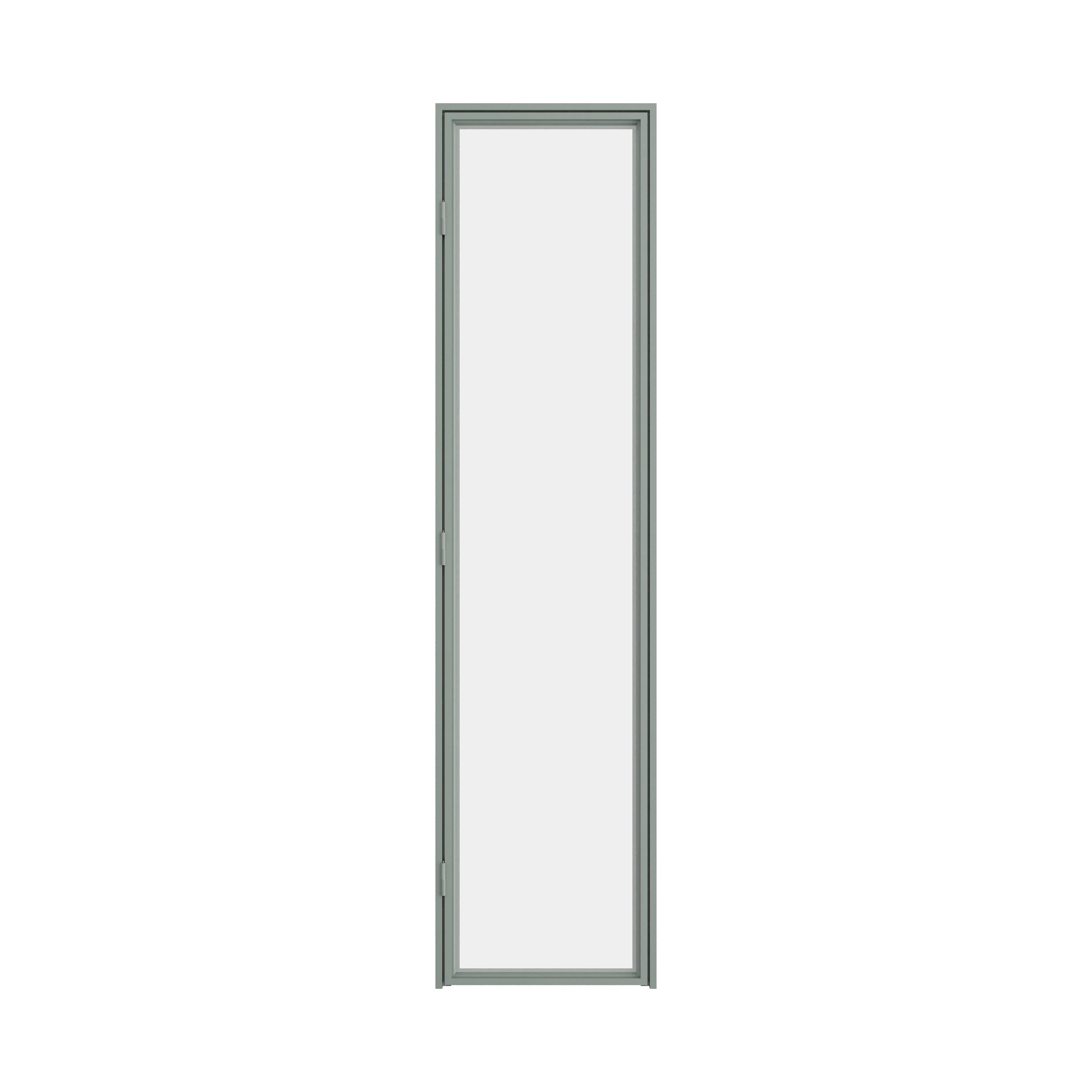 Contemporary pantry door with hot-rolled steel frame and clear glass panels