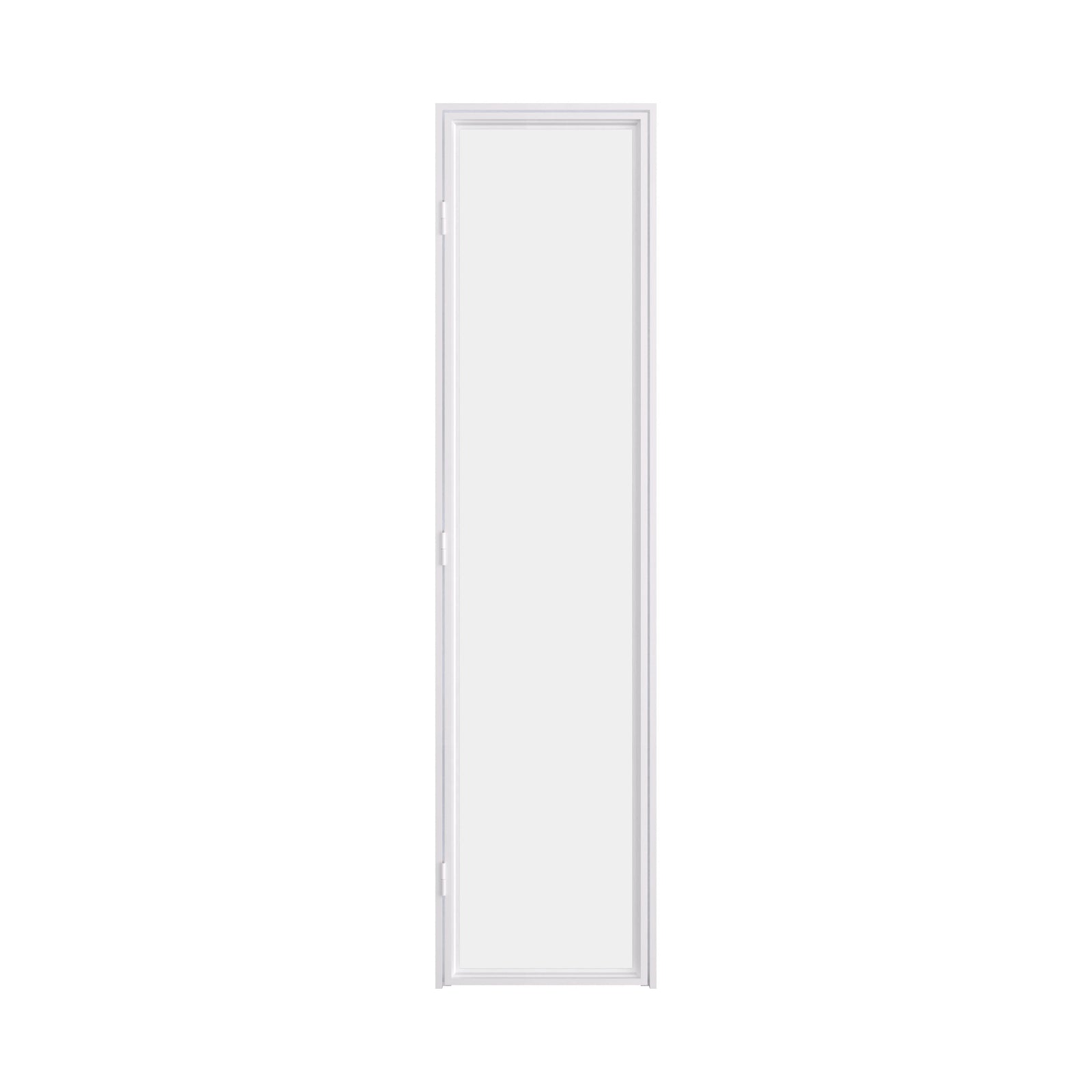 Interior steel pantry door with minimalist frame and large glass insert