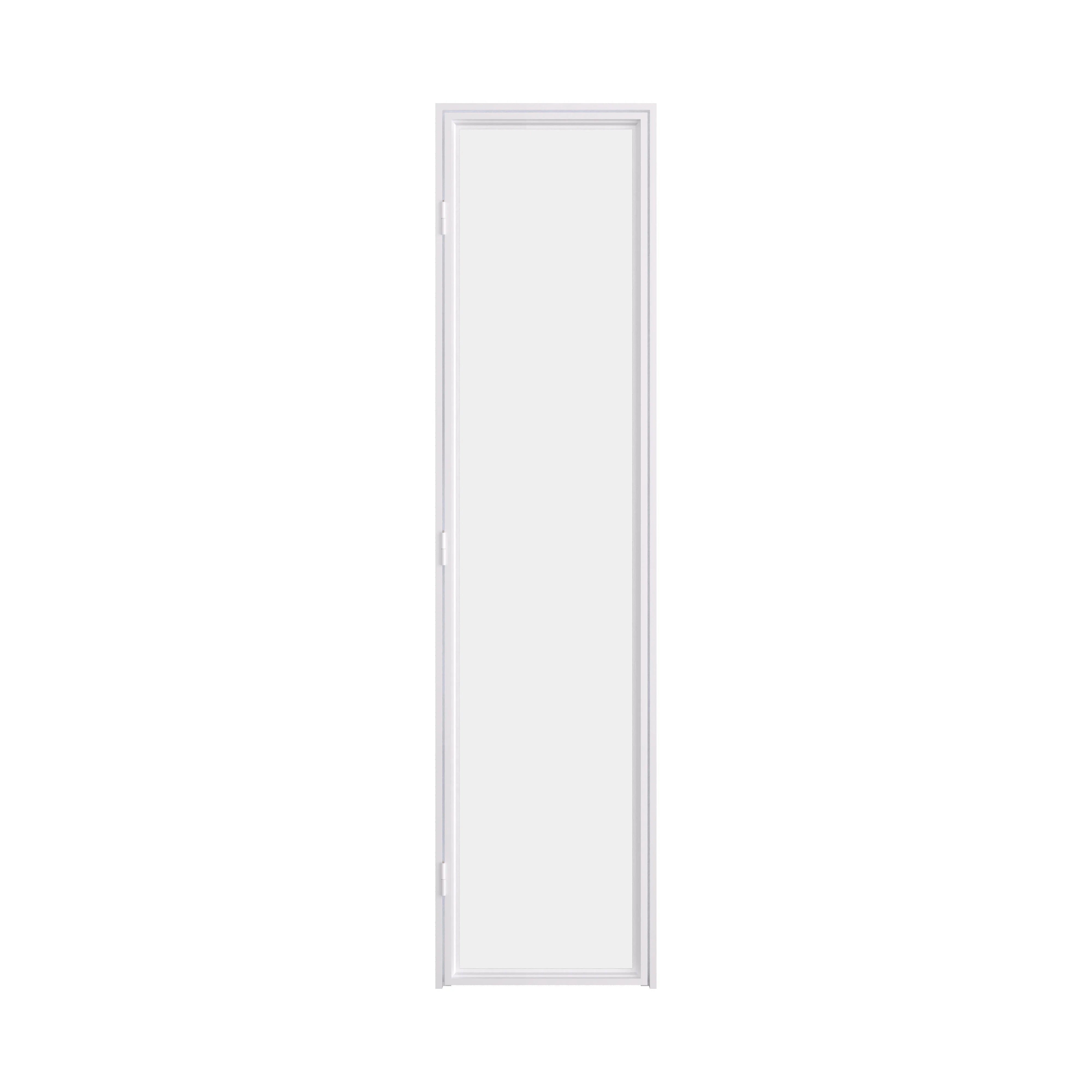 Interior steel pantry door with minimalist frame and large glass insert