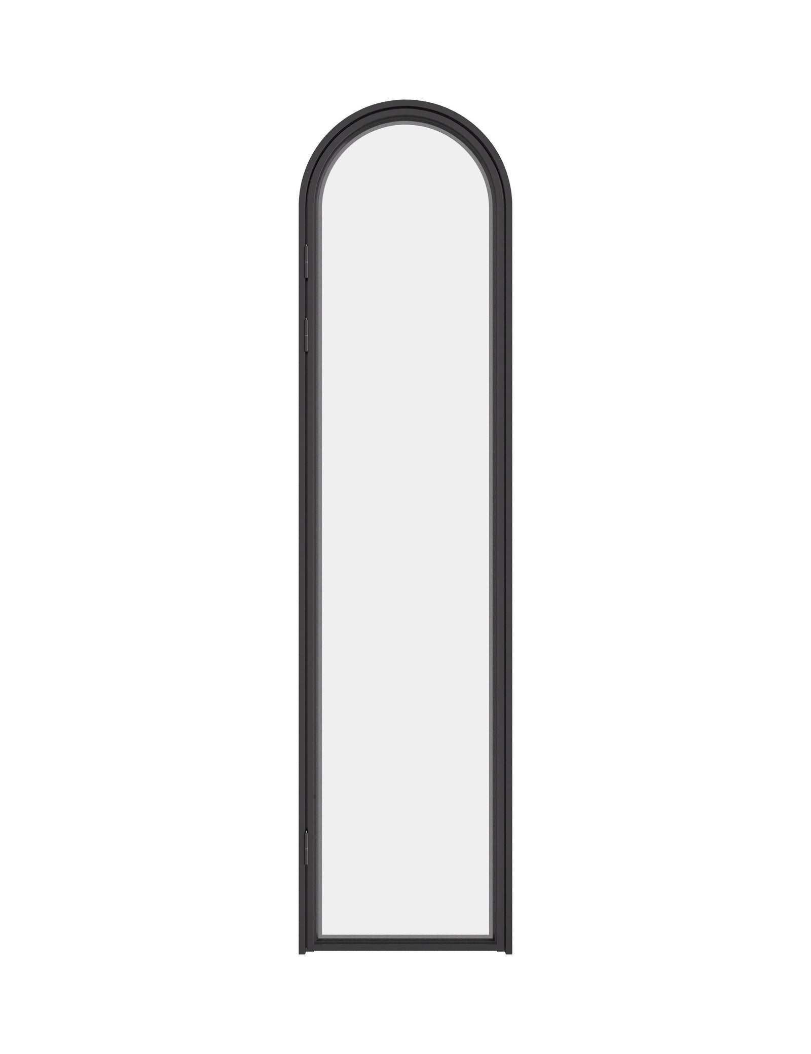 Architectural steel pantry door with divided glass panes and narrow frame