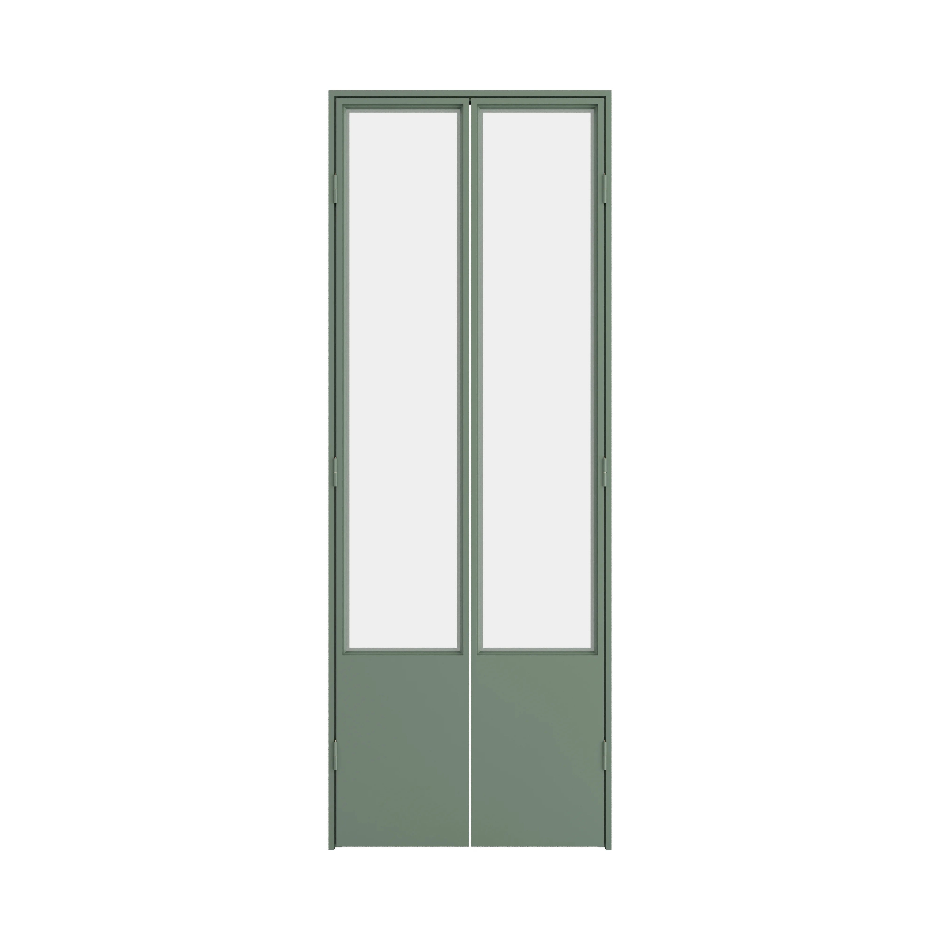Modern steel pantry door with glass panes and contemporary design
