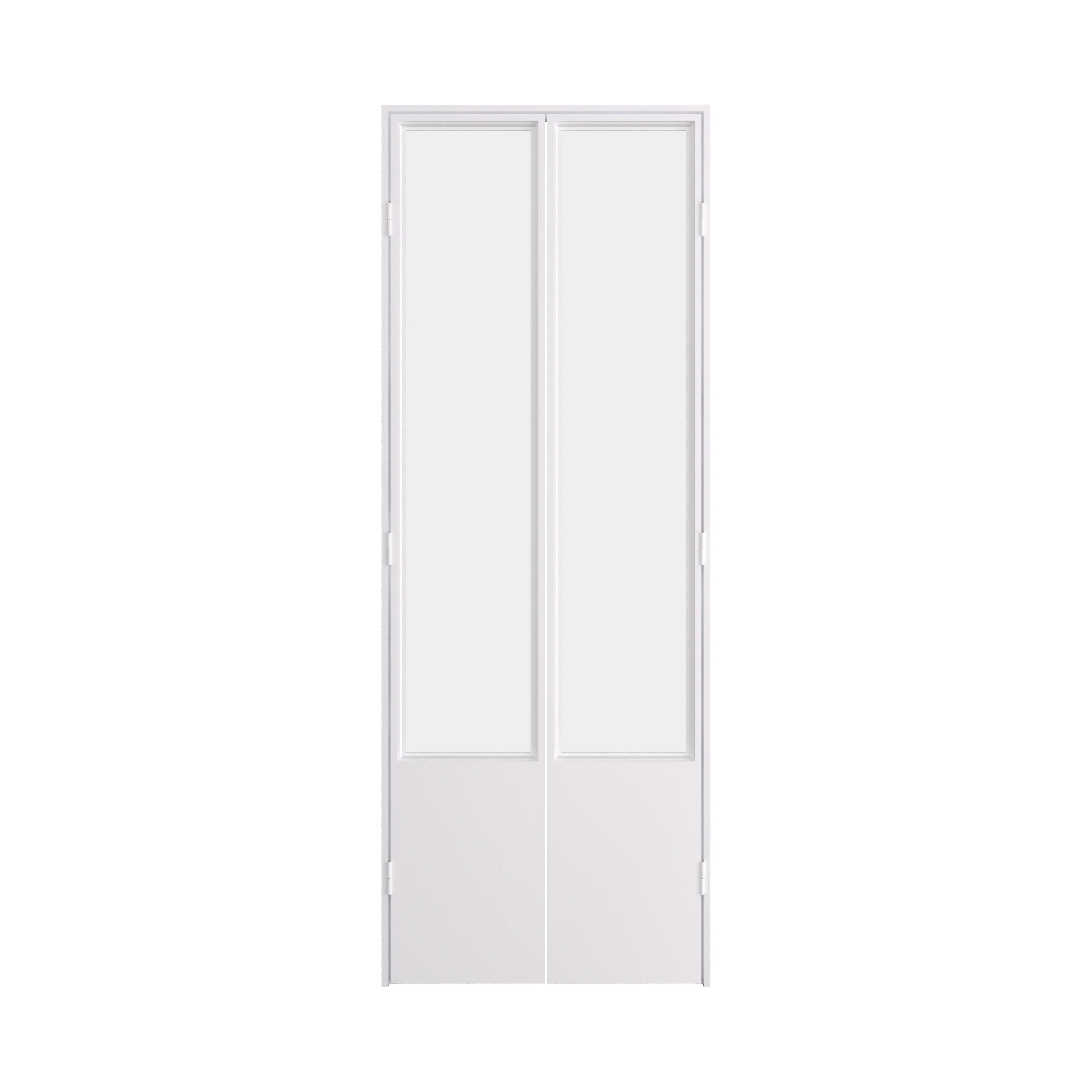 Interior steel pantry door with glass insert and slim steel construction