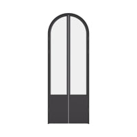 Modern interior pantry door with slim steel frame and divided glass lights