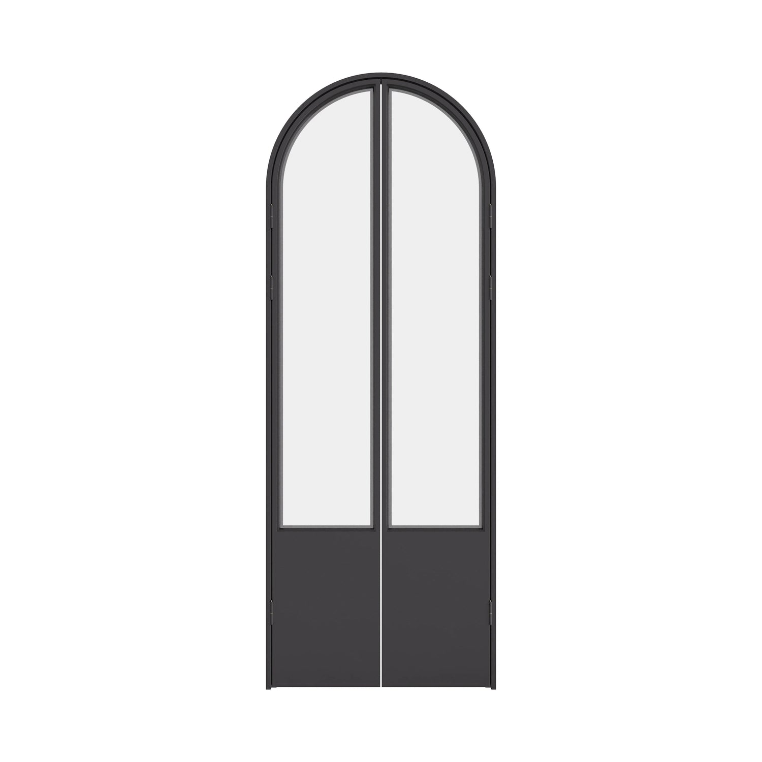 Modern interior pantry door with slim steel frame and divided glass lights