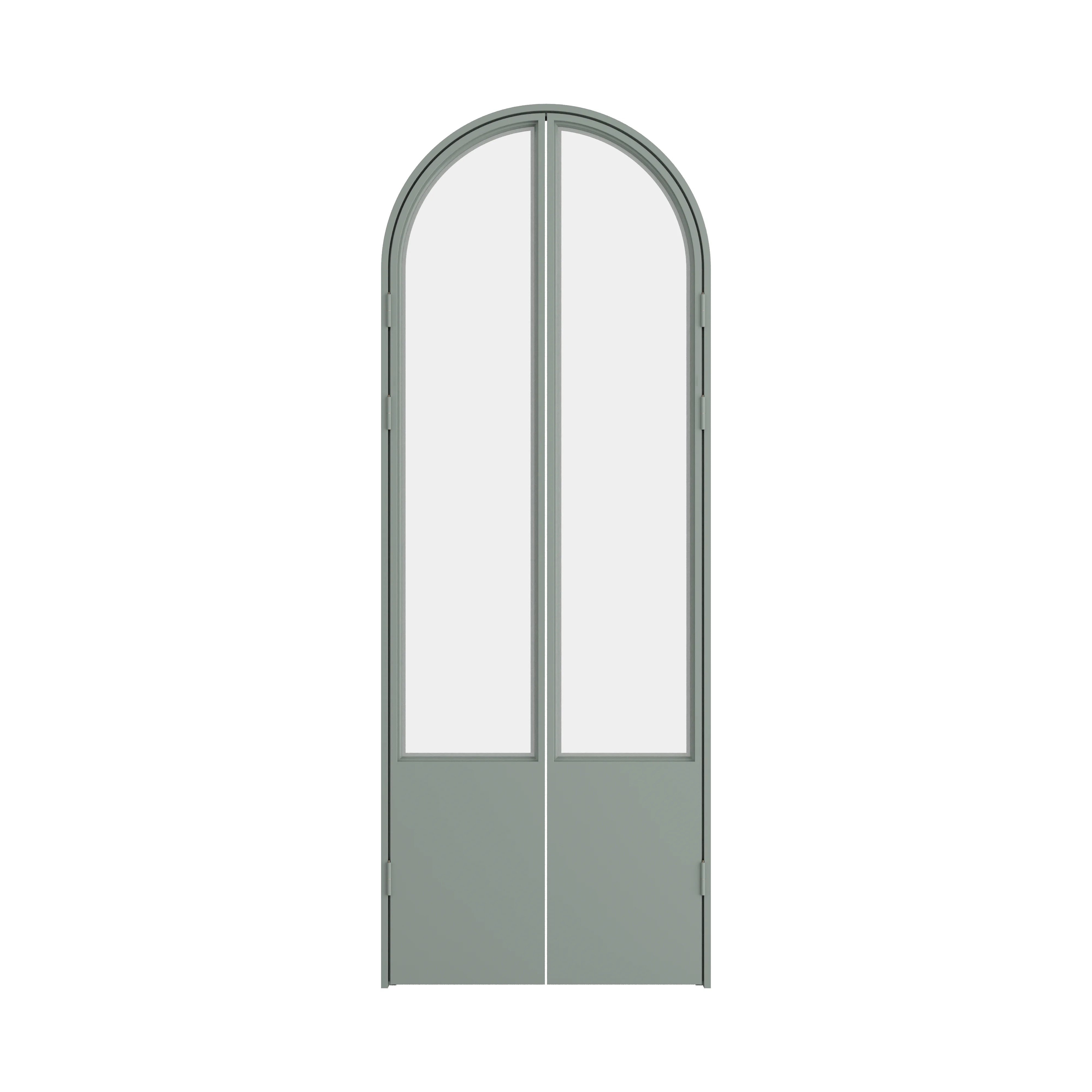 Interior steel pantry door with glass panels and modern industrial style