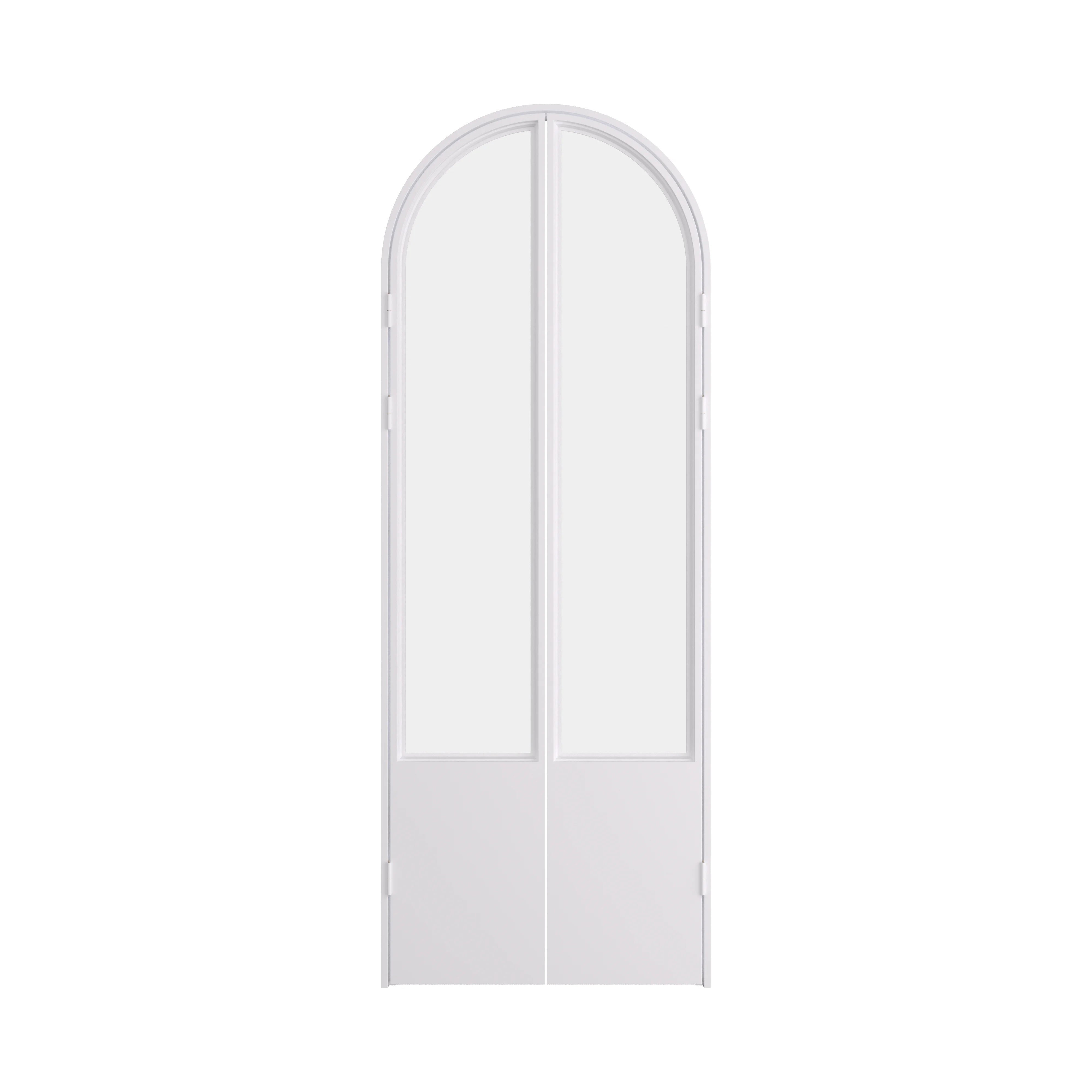 Architectural steel pantry door with glass insert and narrow frame profile