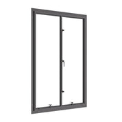 Thermally broken double casement steel window, portrait, cold-rolled steel, black finish, Low-E glass