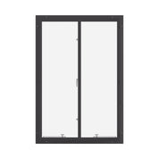 Thermally broken double casement steel window, portrait, cold-rolled steel, black, tempered Low-E glass