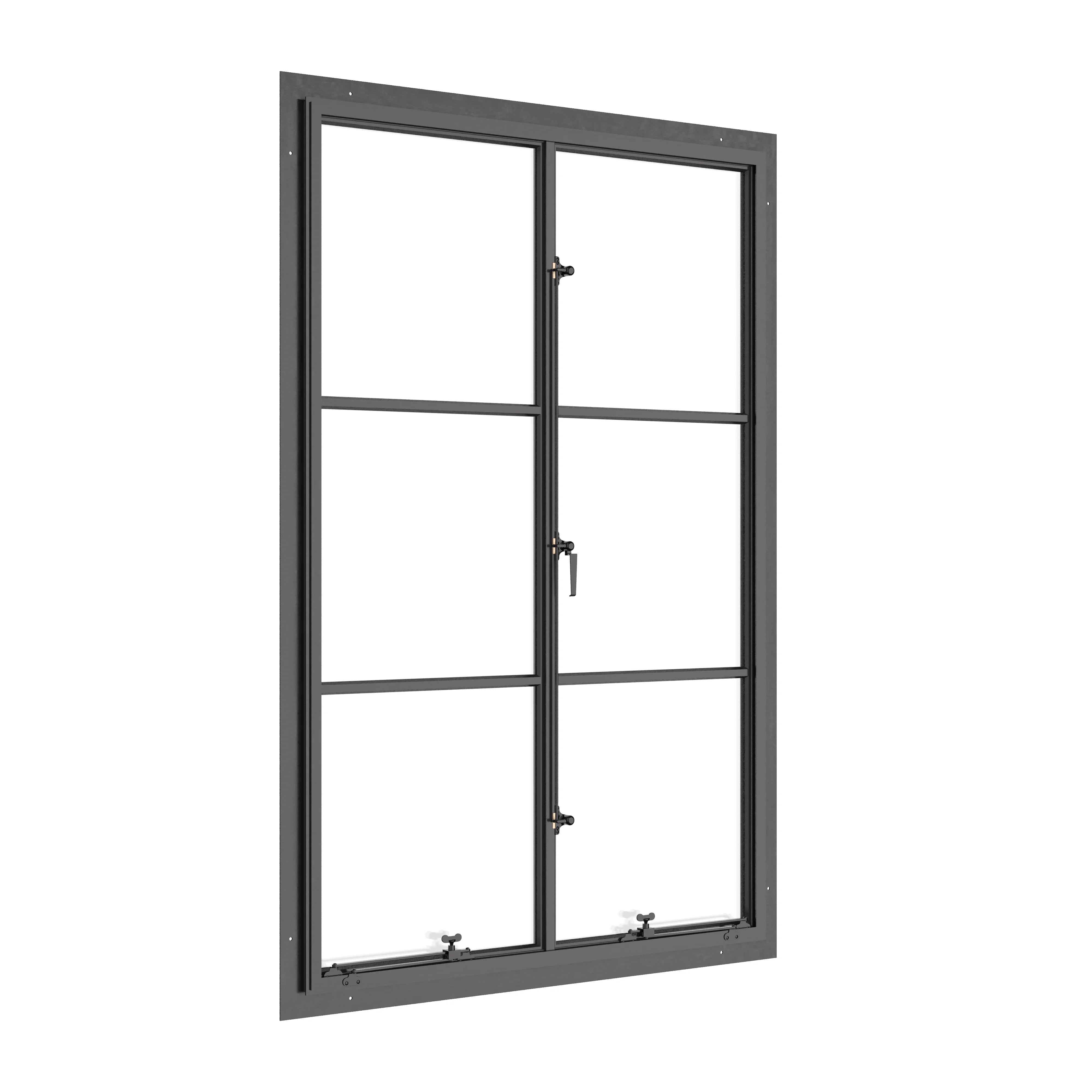 Portrait double casement window, thermal break, galvanized steel, insulated glass