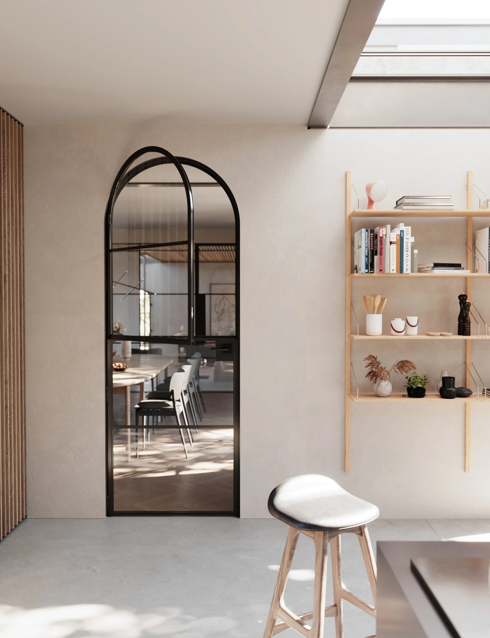 Air 4 curved top Dutch door in solid OTTOSTUMM steel with sleek glass panels
