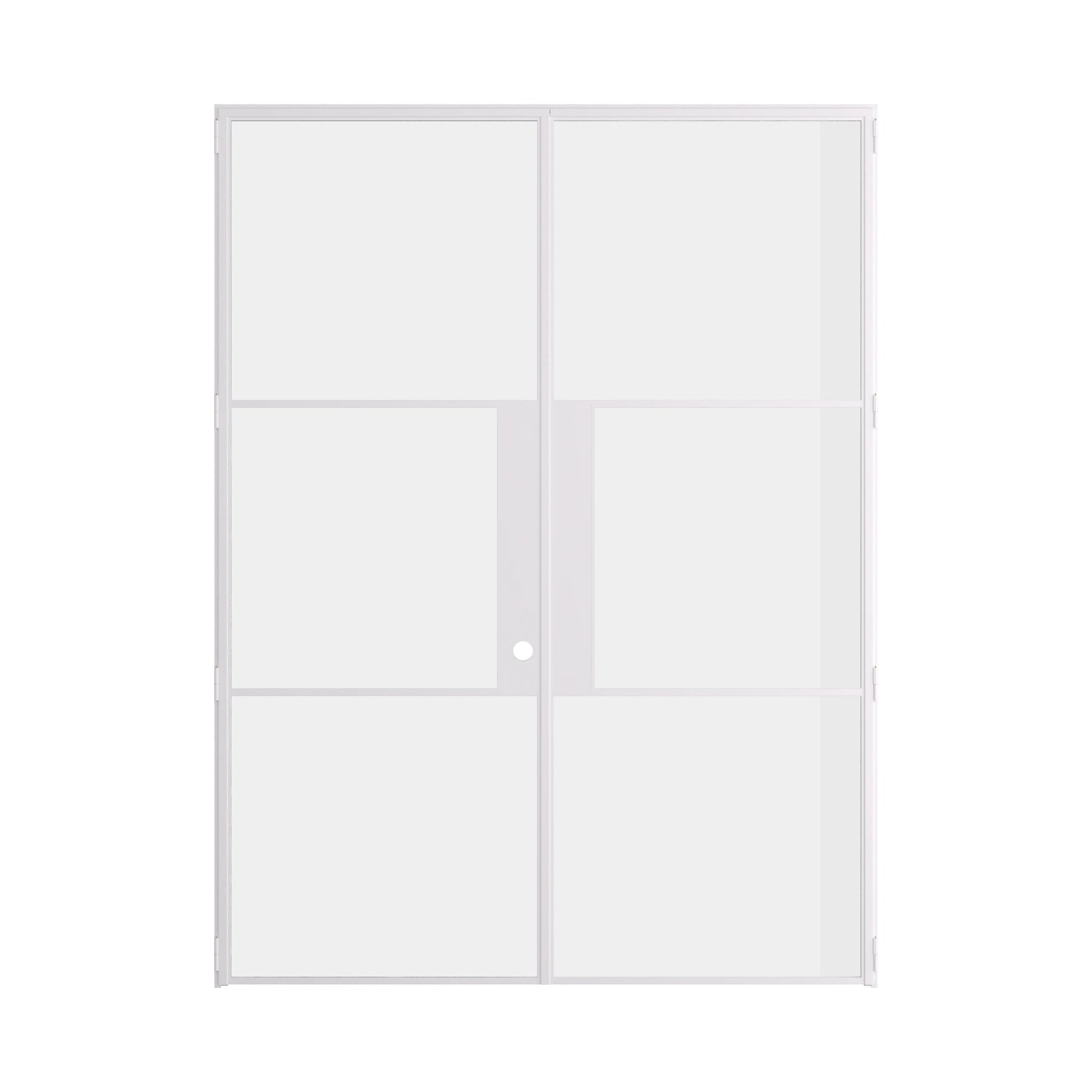 Air 4 minimalist double doors in white steel with tempered glass