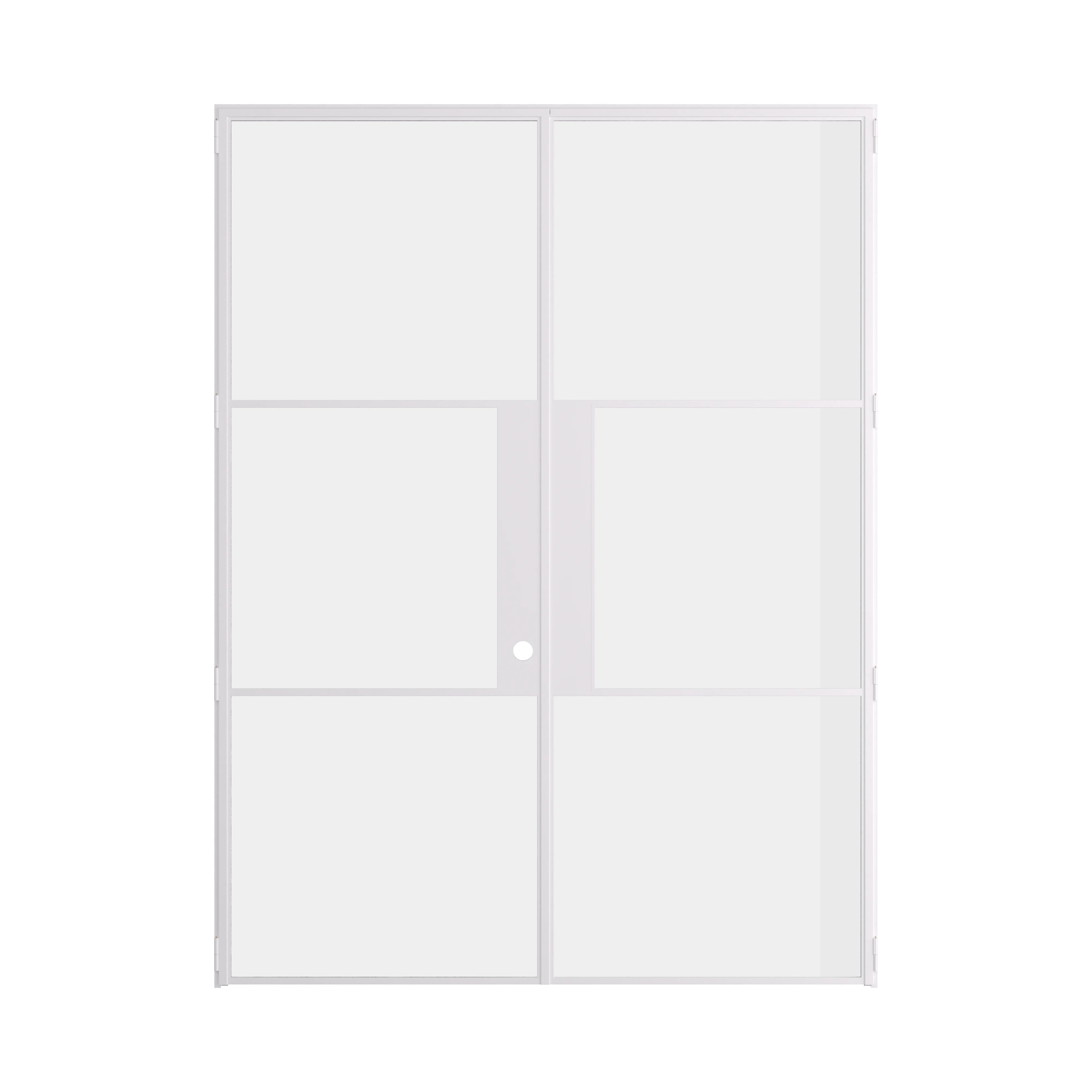 Air 4 minimalist double doors in white steel with tempered glass