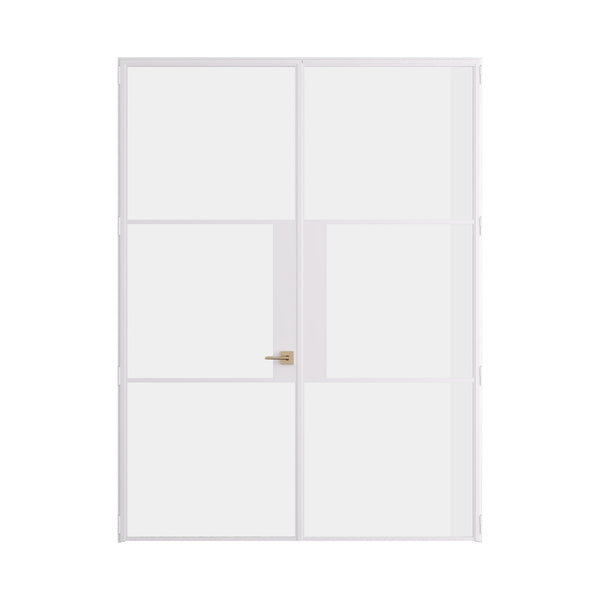 Air 4 double flat doors in white steel with narrow modern sightlines