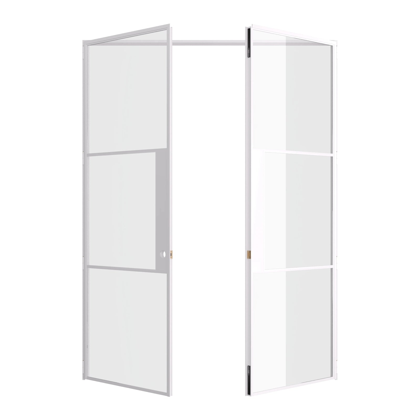 Air 4 contemporary double flat doors in white with durable OTTOSTUMM steel frame