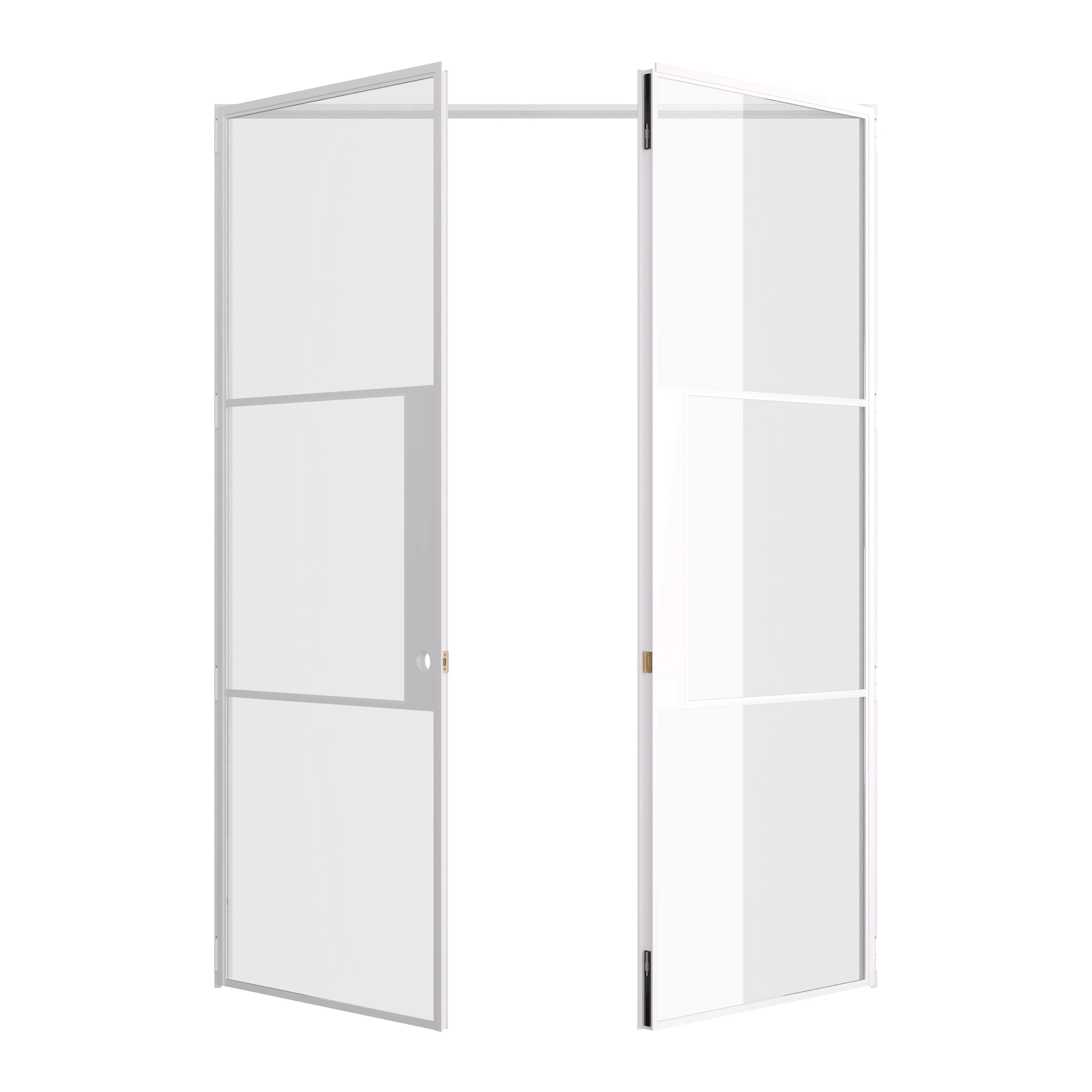 Air 4 contemporary double flat doors in white with durable OTTOSTUMM steel frame