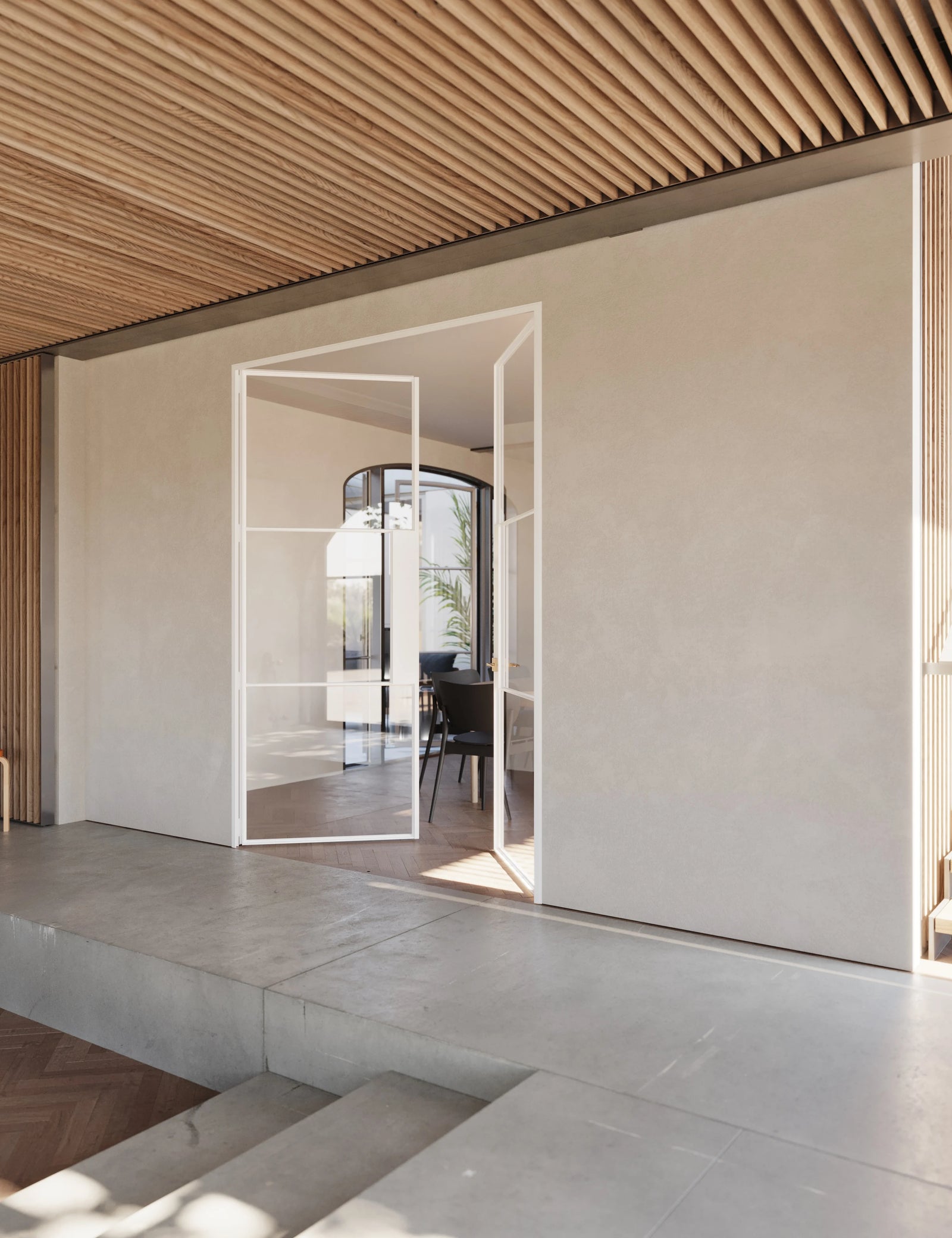 Air 4 white double steel doors with clean grid layout
