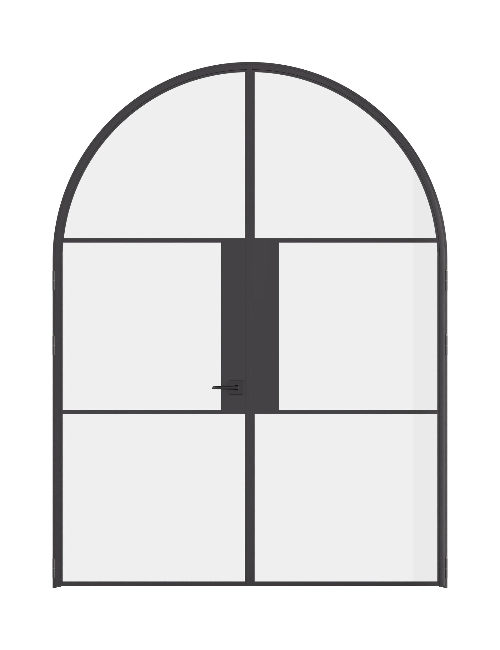 Air 4 double full arch interior doors in solid steel with dramatic curved tops